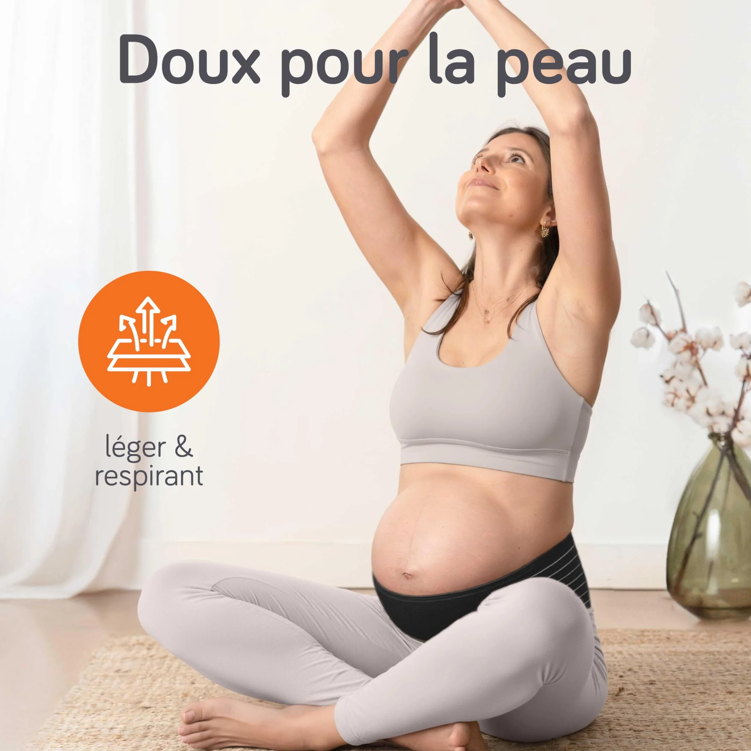 Baby Uma Ceinture de Grossesse Femme Enceinte, Légère & Respirante, Bandeau de Maintien Ajustable avec Velcro, Soutien Abdominal Confortable (2XL)
