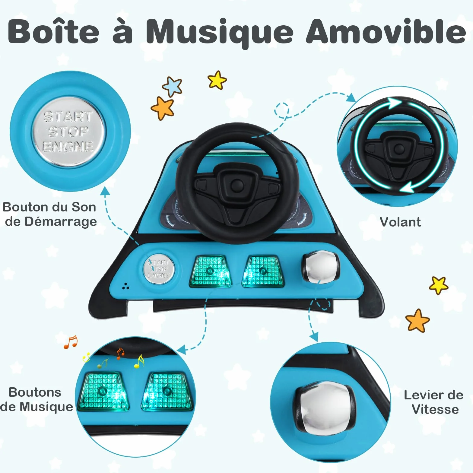 COSTWAY 6 en 1 Trotteur Bébé Pliable avec Hauteur Réglable, Roues Silencieuses, Charge 12kg (Bleu)