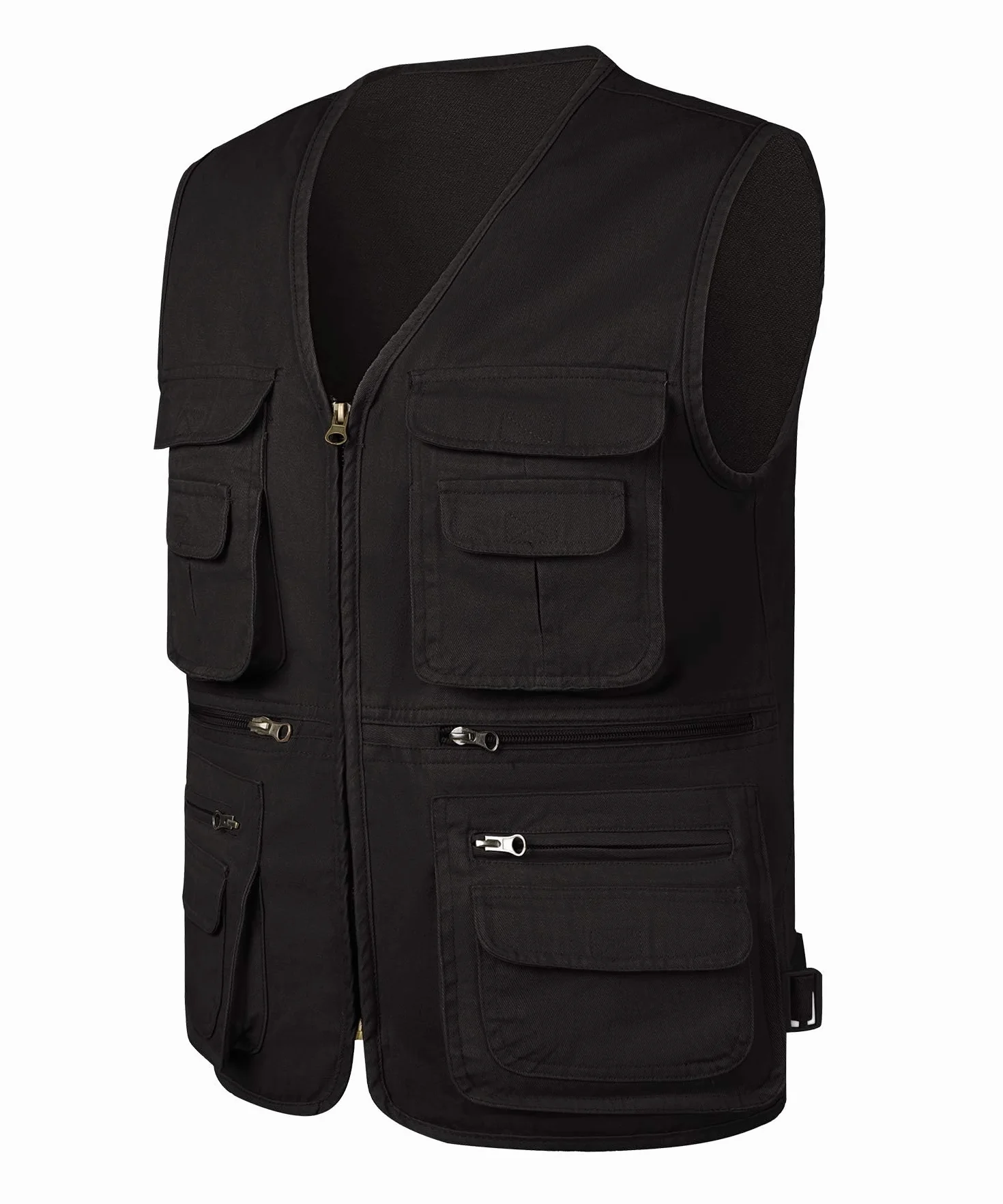 Gilet de Pêche Homme Multi-Poches Sans Manches Veste Légère Coton Chasse Camping Photographie