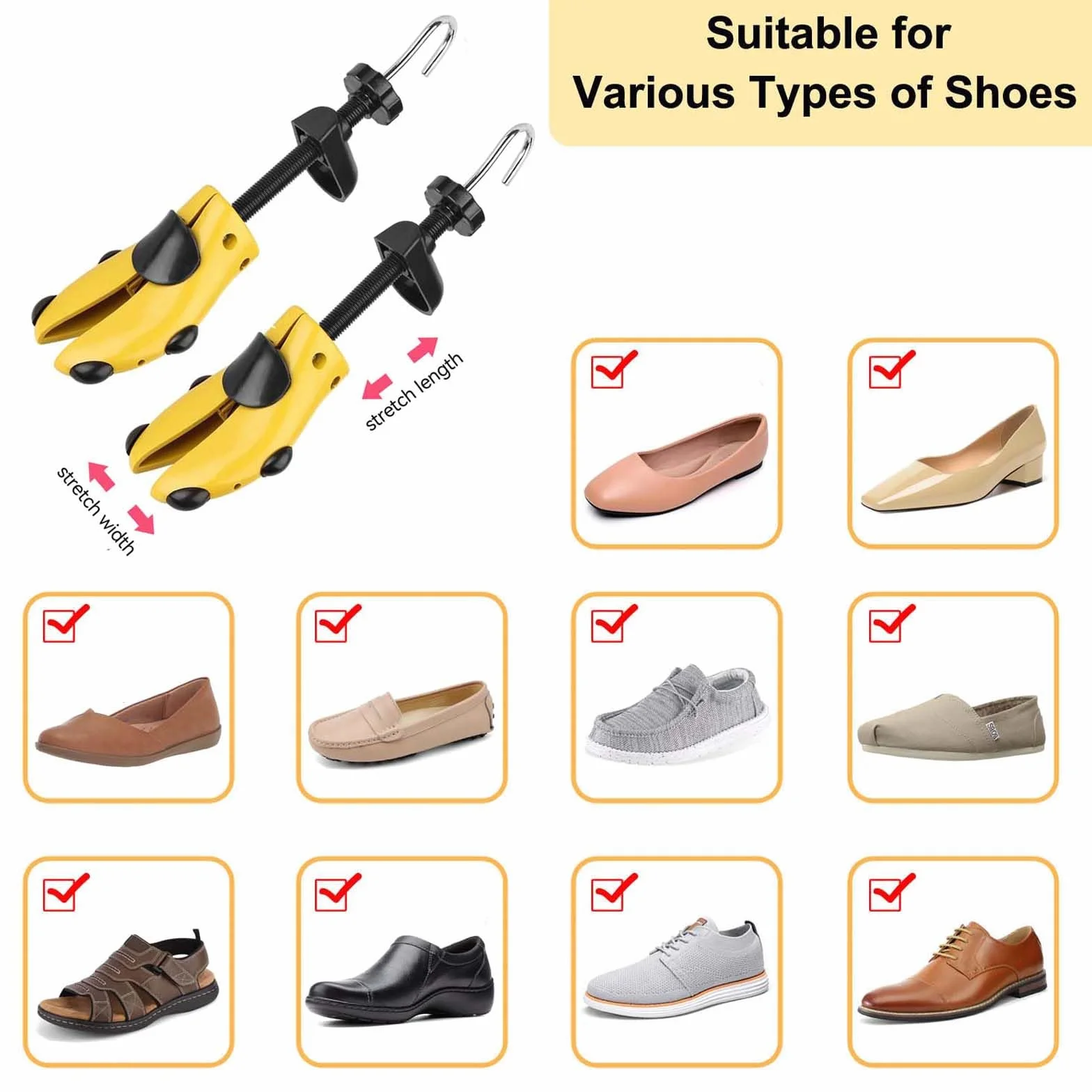 Embauchoirs Plastique avec Métal Arbre de Chaussure Chausse-Pied Homme Femme