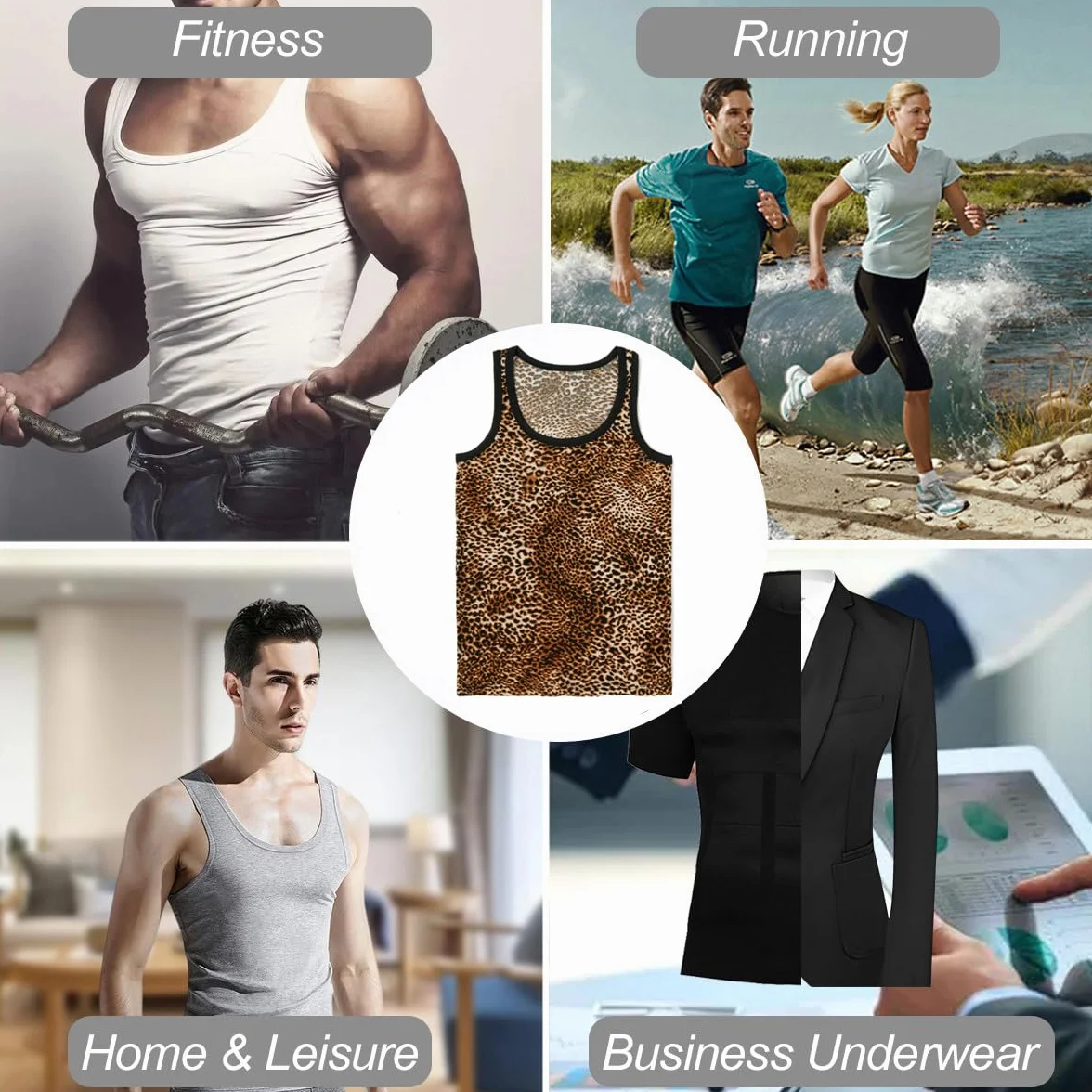 Débardeur léopard homme gilet athlétique sans manches ajusté t-shirt sexy imprimé léopard fête rave discothèque sous-vêtements respirants