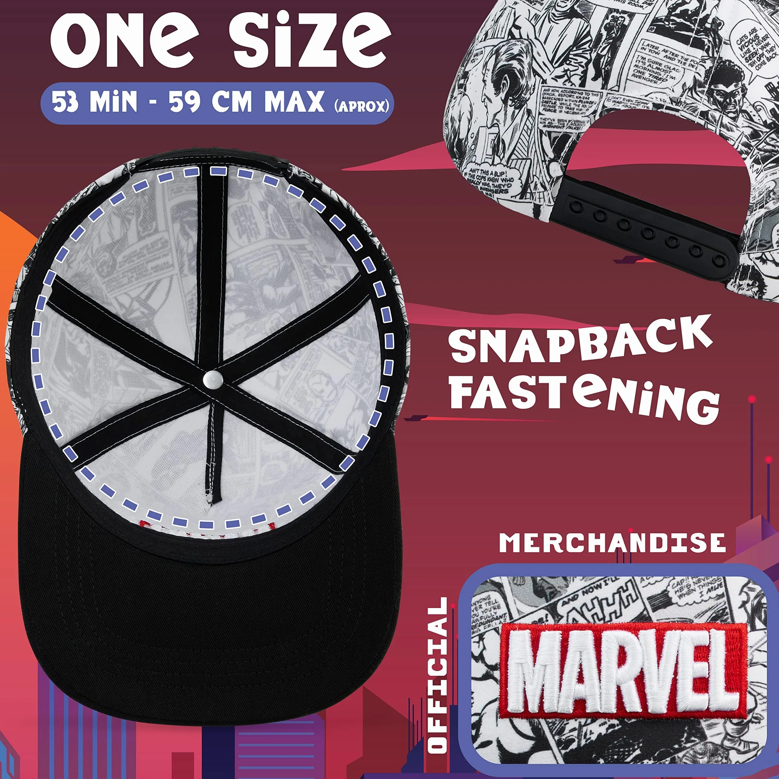 Marvel Casquette Enfant Baseball Snapback Avengers Spiderman Comics Chapeau Plage Protection Soleil Officiel Taille Unique