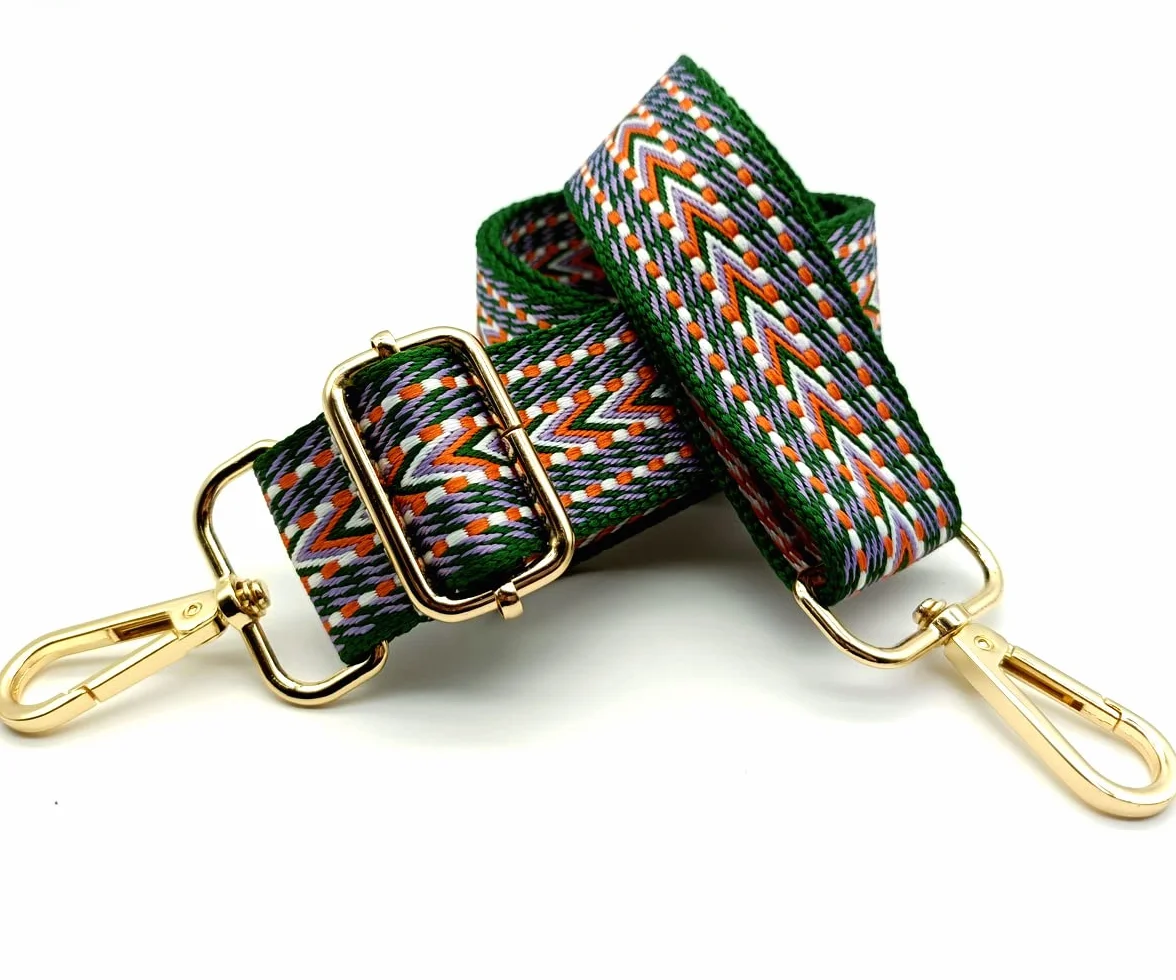 Sangle de Rechange Universelle pour Sac à Main, Bandoulière Réglable Vert Orangé avec Boucle Dorée 22