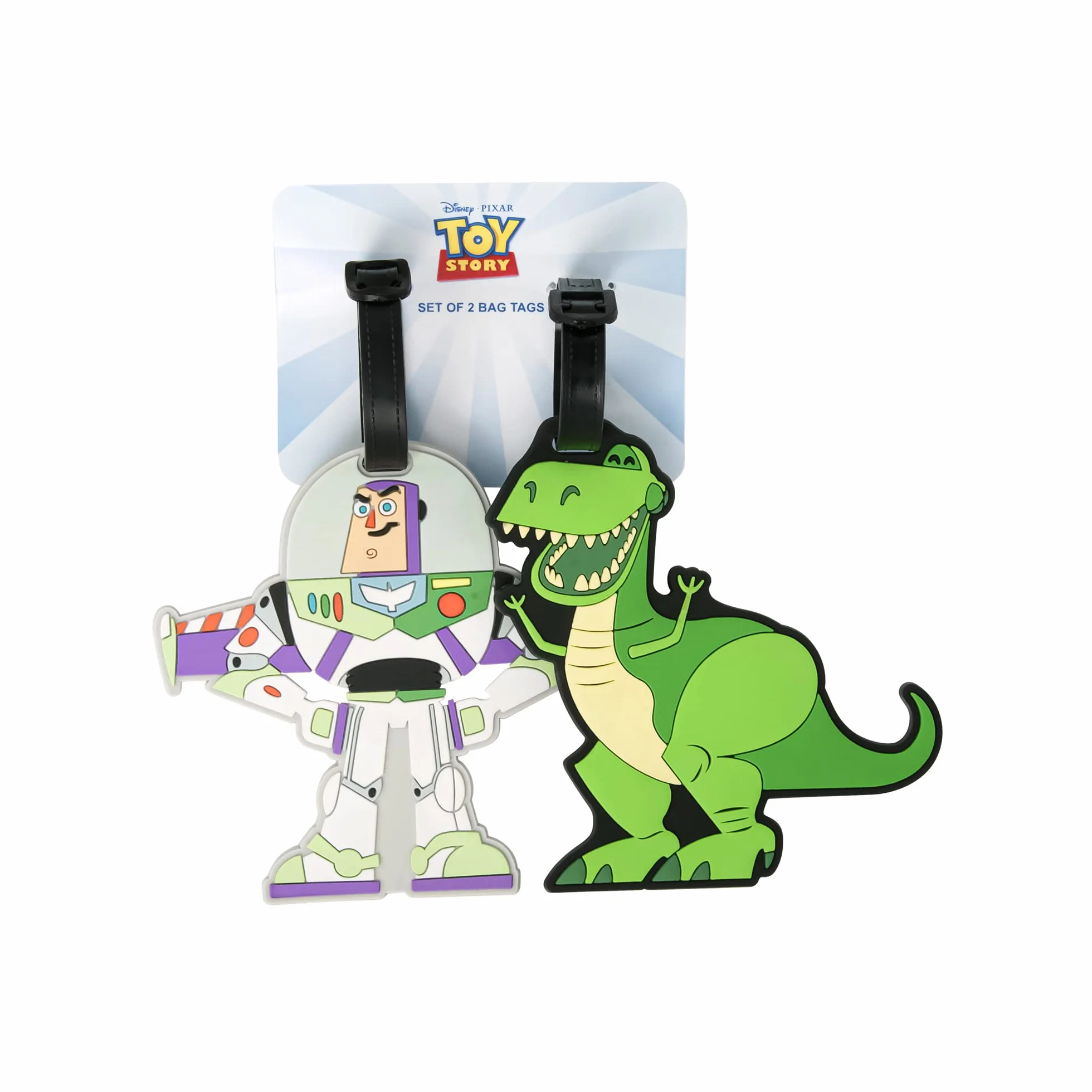 Disney Toy Story Lot de 2 étiquettes à Bagages Buzz & Rex Vert/Blanc/Violet
