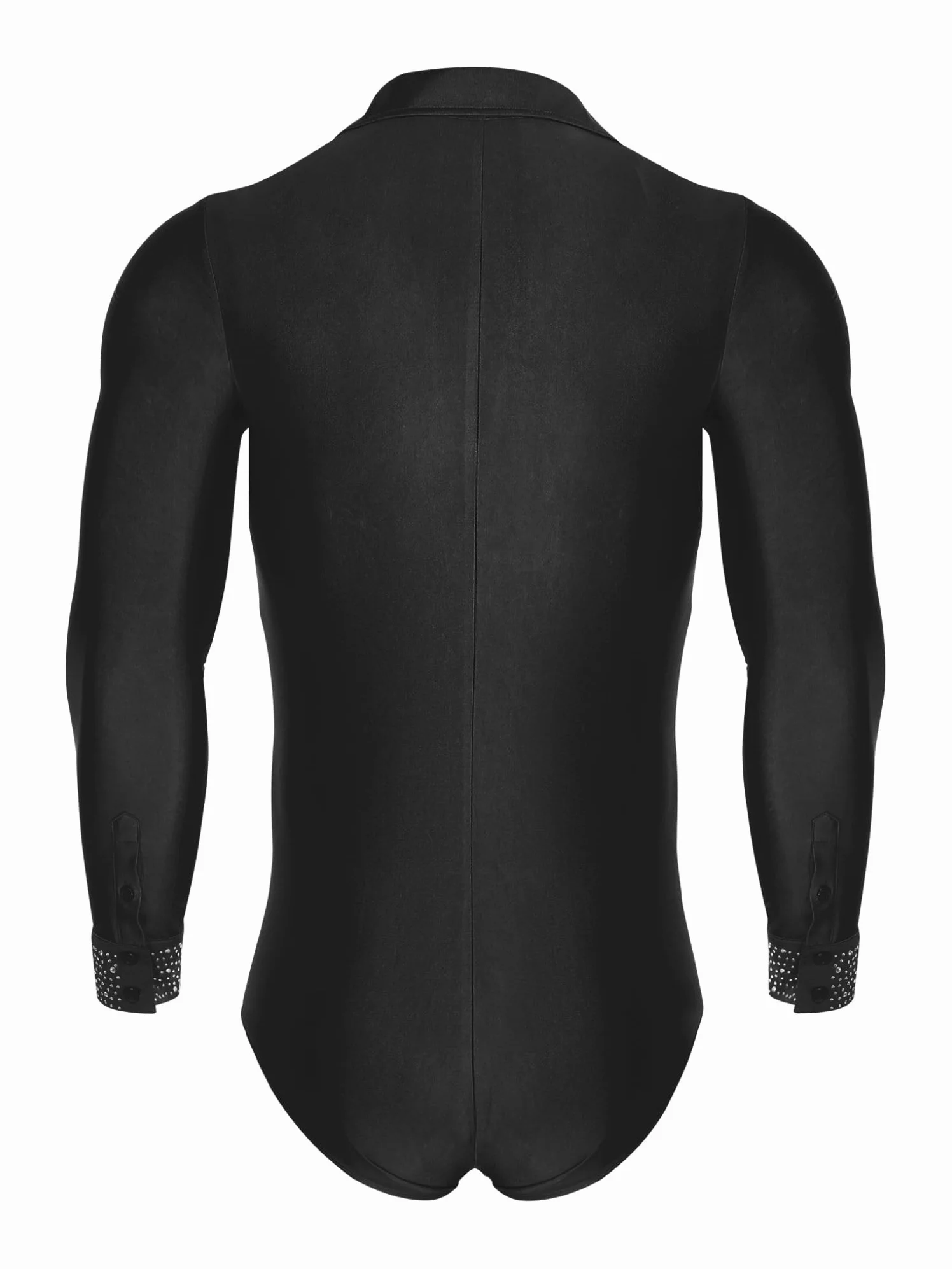 Justaucorps de Gymnastique Manches Longues Strass Body Gym Leotard Danse Patinage
