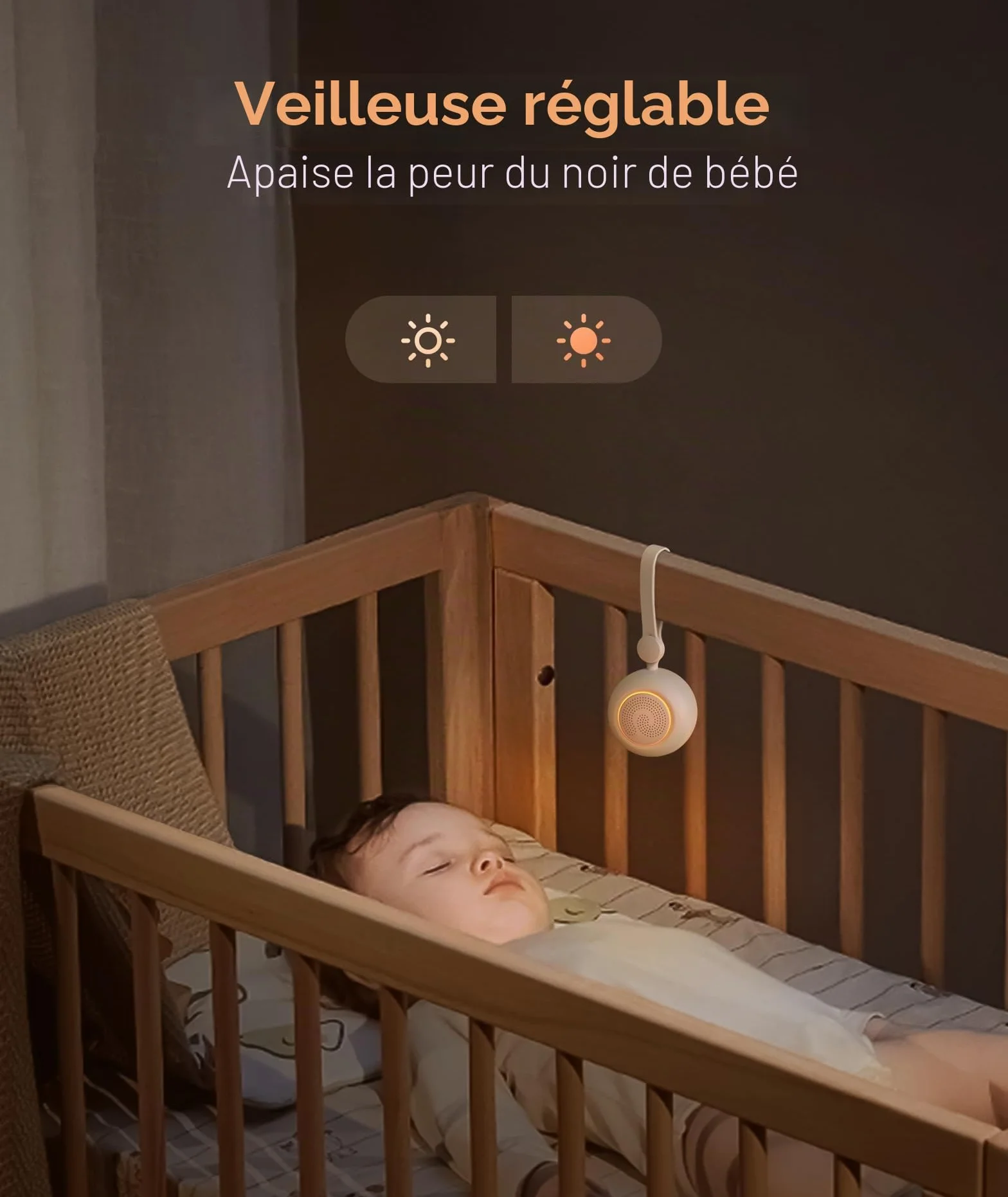 Dreamegg Sleep Lite 1 Machine à Bruit Blanc Bebe Portable 19 Sons Relaxant Veilleuse USB-C Rechargeable 30 Volume 4 Minuterie Sonothérapie