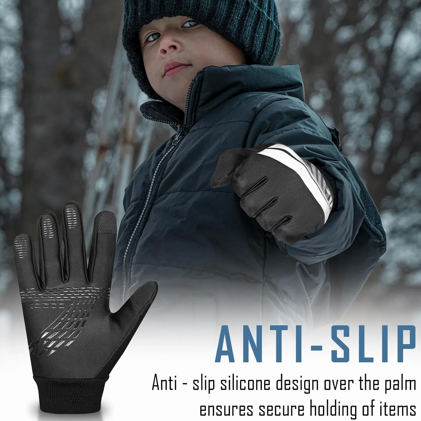 WESTWOOD FOX Gants d'hiver pour enfants mitaines imperméables coupe-vent isolantes thermiques compatibles écrans tactiles