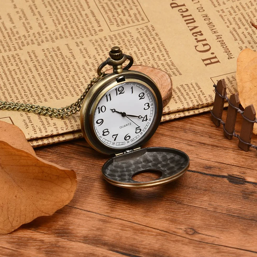 Vicloon Montre de Poche Vintage Quartz Chaîne Homme Chiffres Romains Alliage
