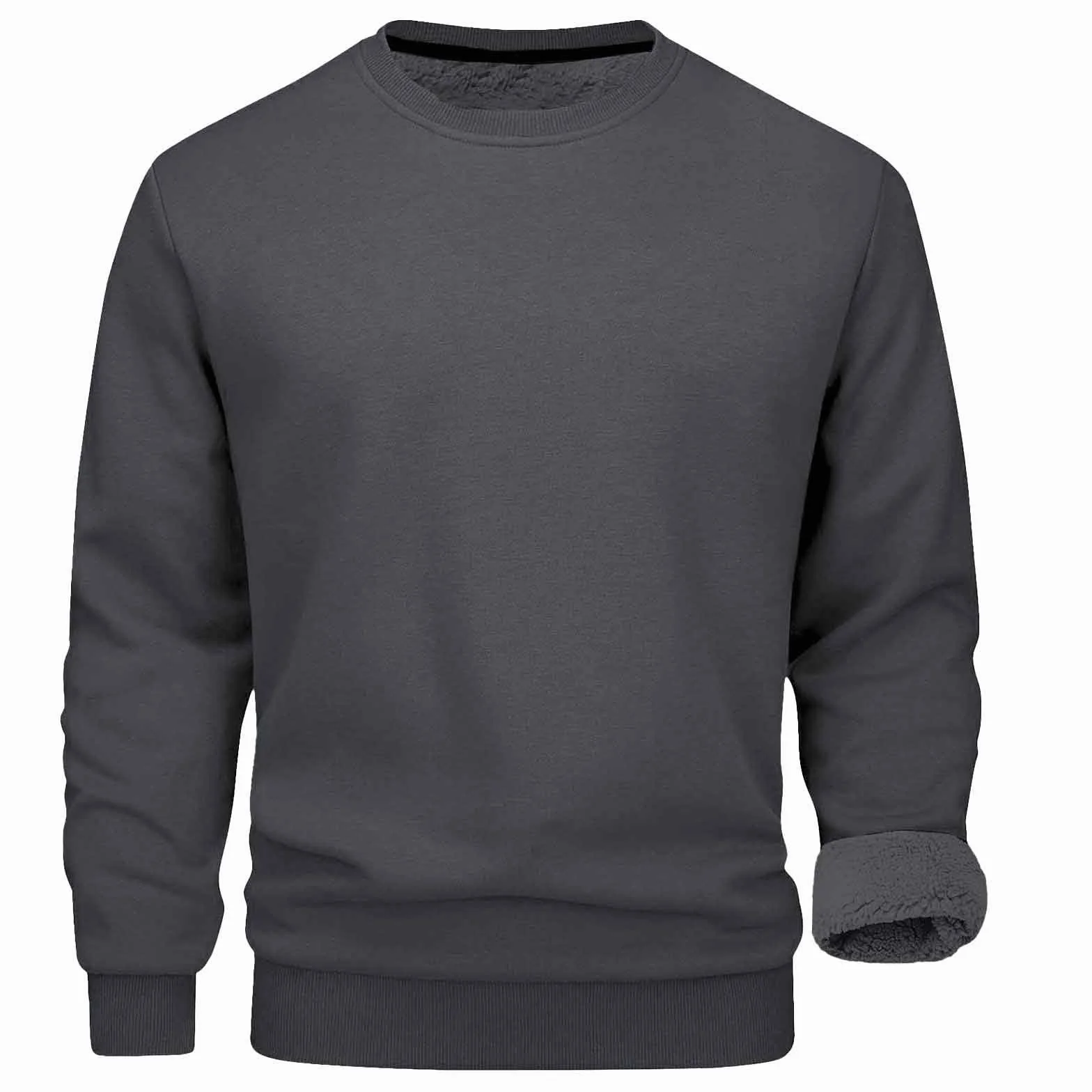 Pull homme col rond d'hiver épais thermique doublé manches longues polaire chaud