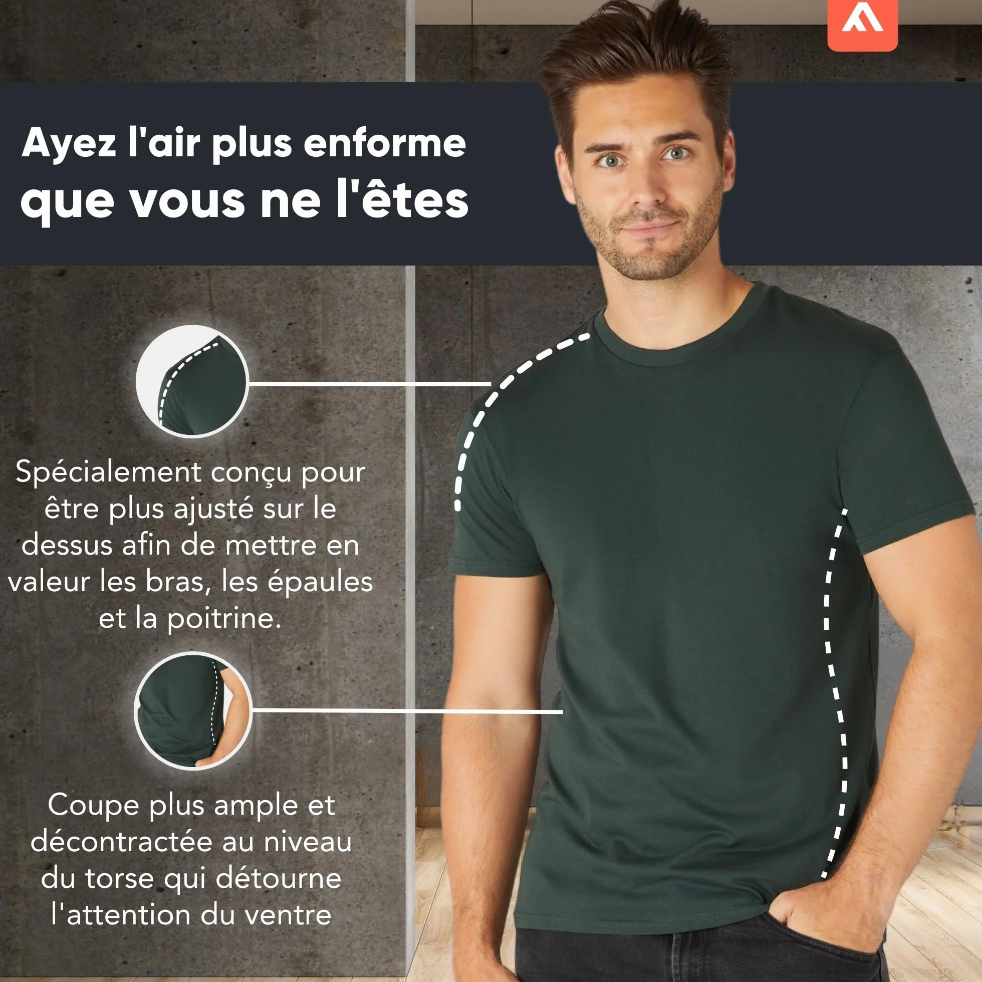 FM London Lot de 3/5 T-Shirts pour Hommes Design légèrement ajusté