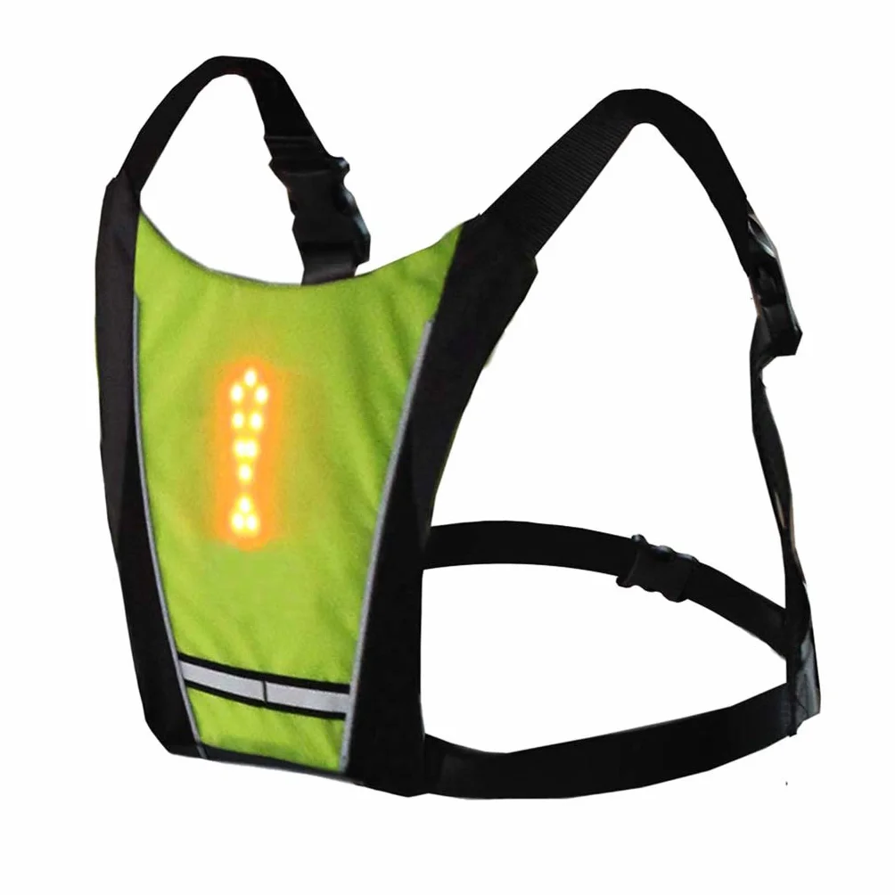Gilet de Cyclisme LED Réfléchissant Clignotant avec Indicateur de Direction Rechargeable USB Avertissement Nuit