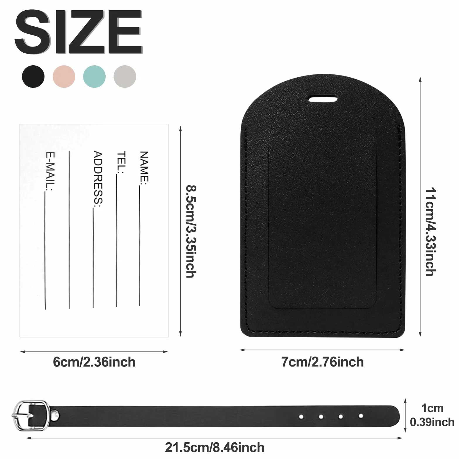Redamancy Etiquette Valise 4 Pièces Pu Cuir avec Carte Informations Personnelles