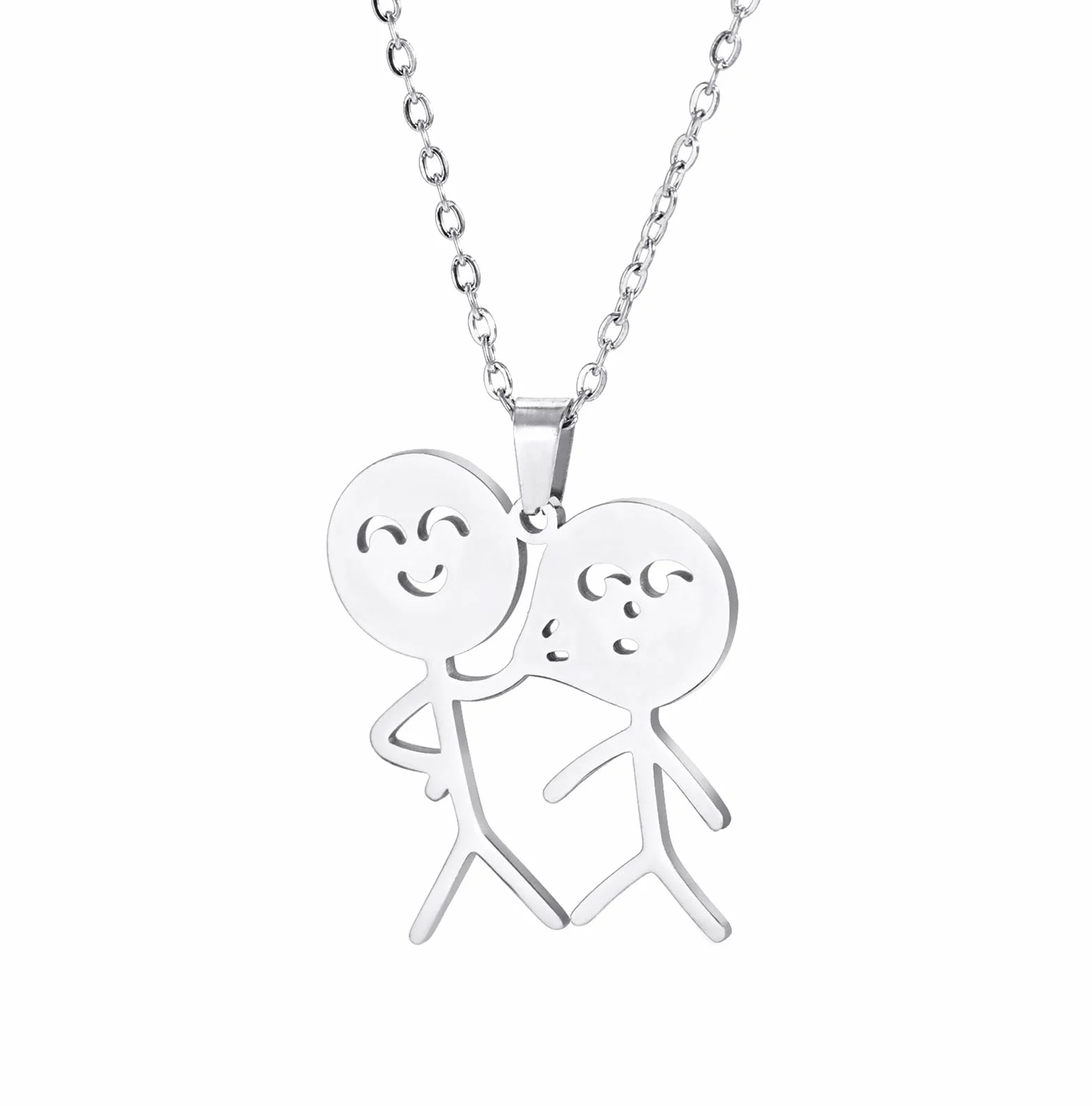 Collier en acier inoxydable punk smiley doigt d'honneur geste basket-ball bijoux pour femme homme