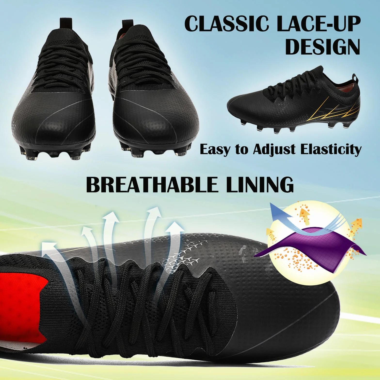 Chaussures de Football Homme Crampons Taille 39-45