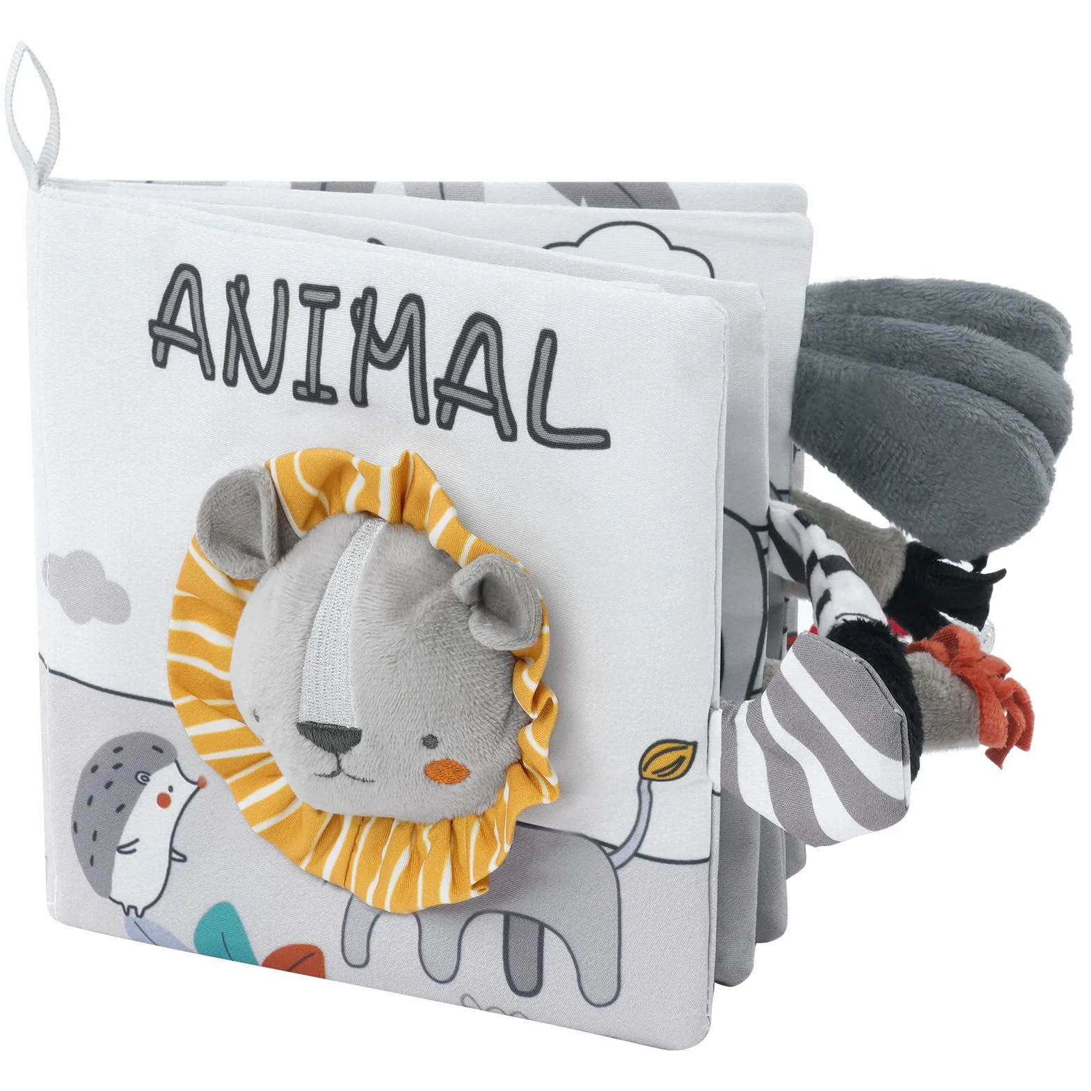 Vicloon Livre Tissu Bébé Eveil, Jouet Educatif avec Animaux (lion)