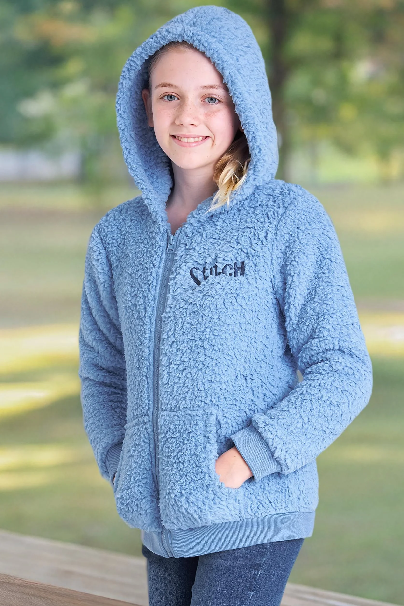 Disney Sweat Zippé Fille Stitch Polaire Sherpa Enfant 7-18 Ans