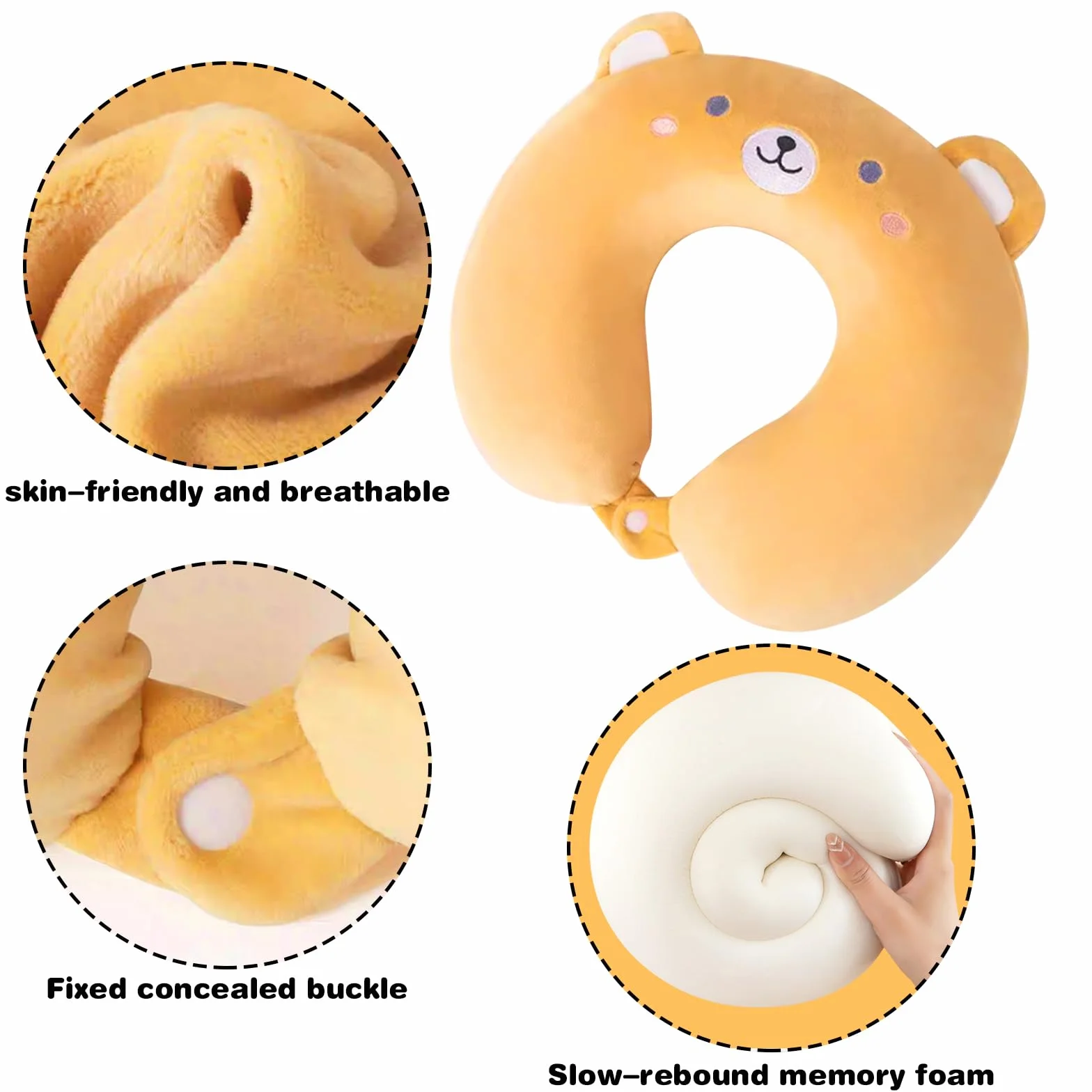 Oreiller en Forme de U de Dessin Animé, Coussin de Voyage en Peluche, Oreiller De Voyage Animalier (Dinosaure)