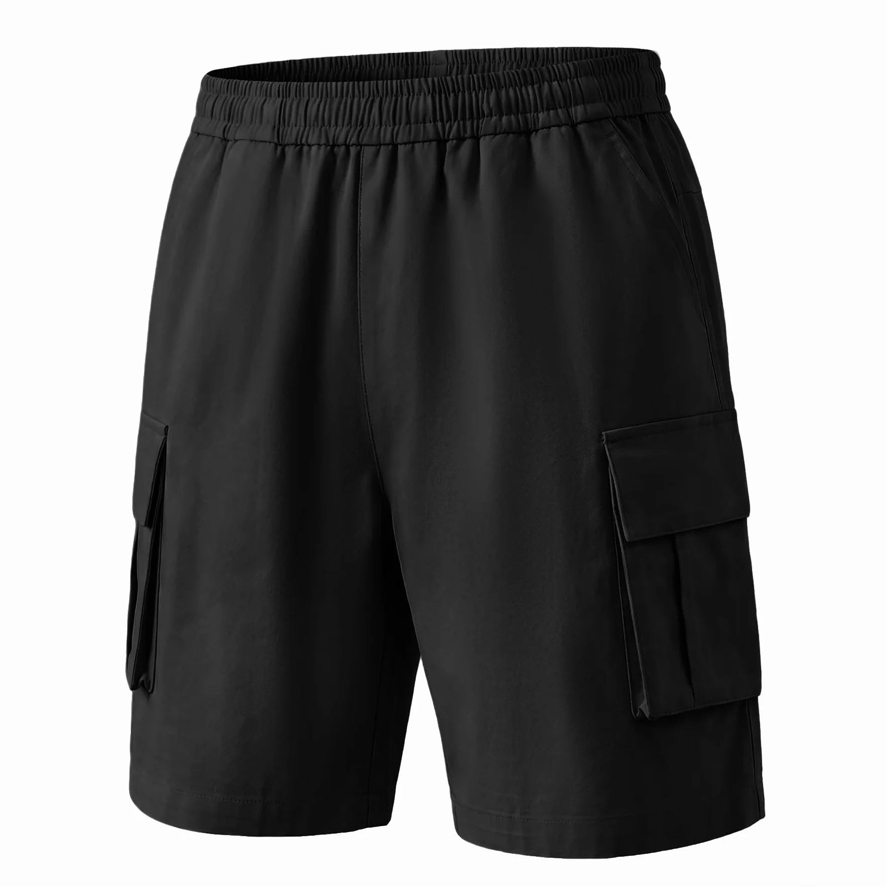 Short Cargo Garçon Ceinture Élastique Multi-Poches Léger Pantalon de Sport Respirant Enfants 7-15 Ans