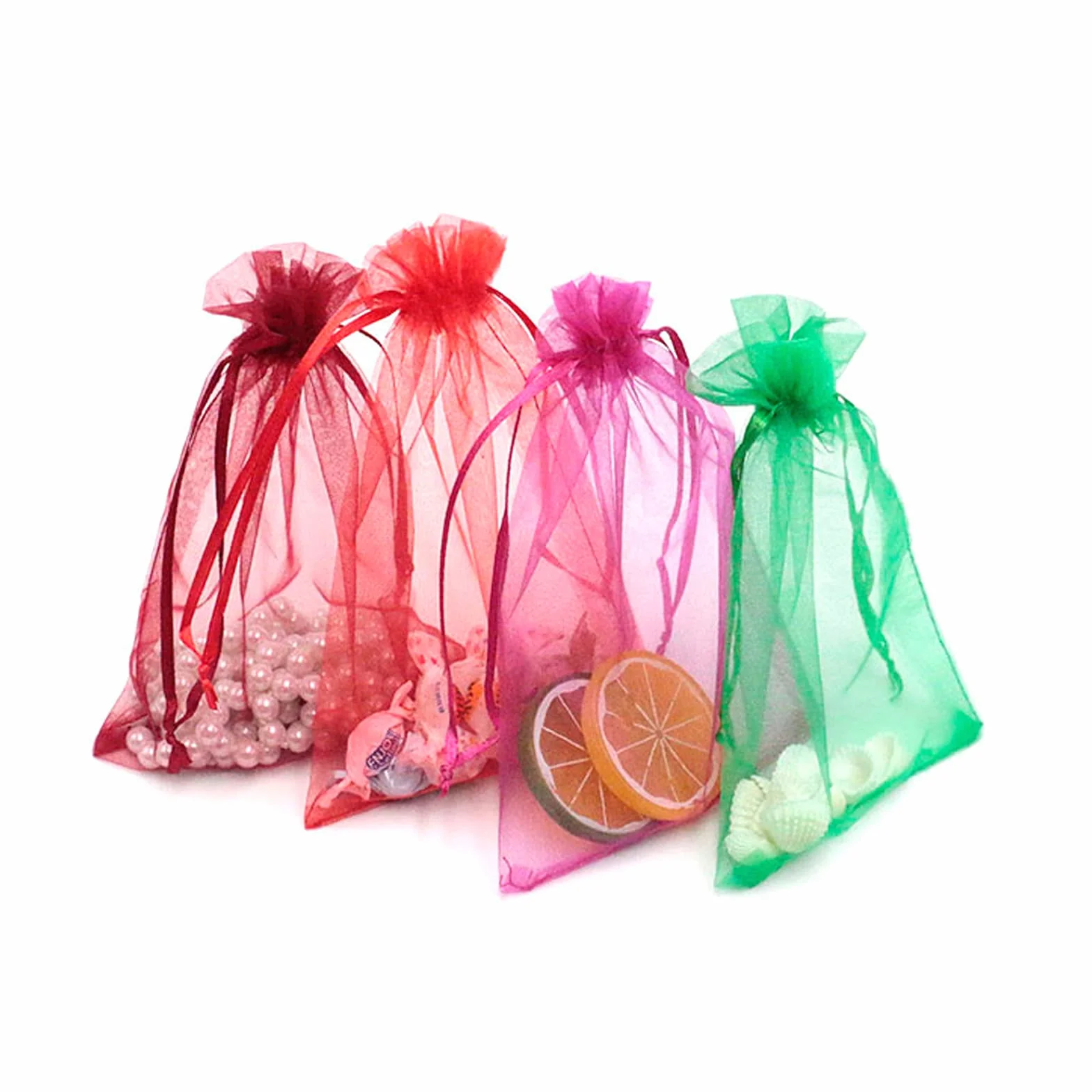 Lot de 100 sachets en organza multicolores 10 x 15 cm - Pochette cadeau bijoux mariage