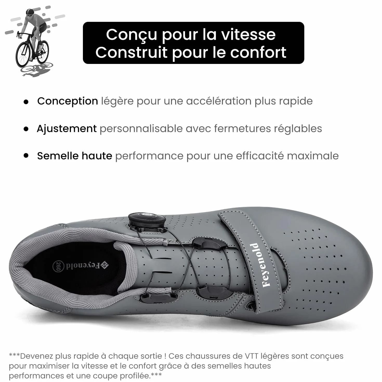 Feyenold Chaussures de Cyclisme VTT Chaussures de vélo de Montagne Compatibles SPD Cleats