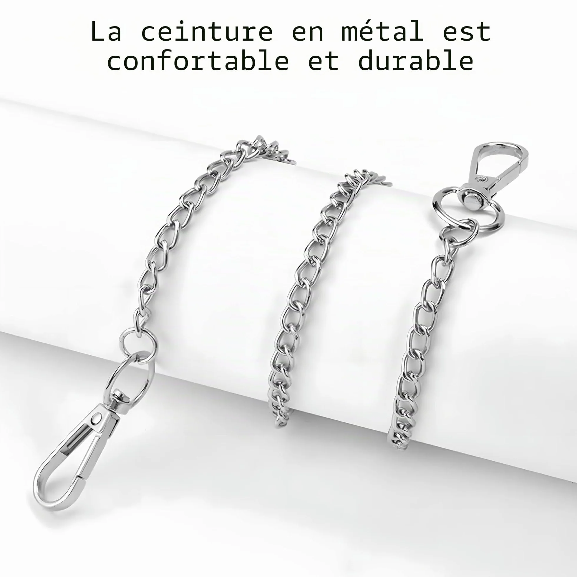 Chaîne pour pantalon 53 cm, métal, Hip Hop Punk, portefeuille, jeans, porte-clés homme femme