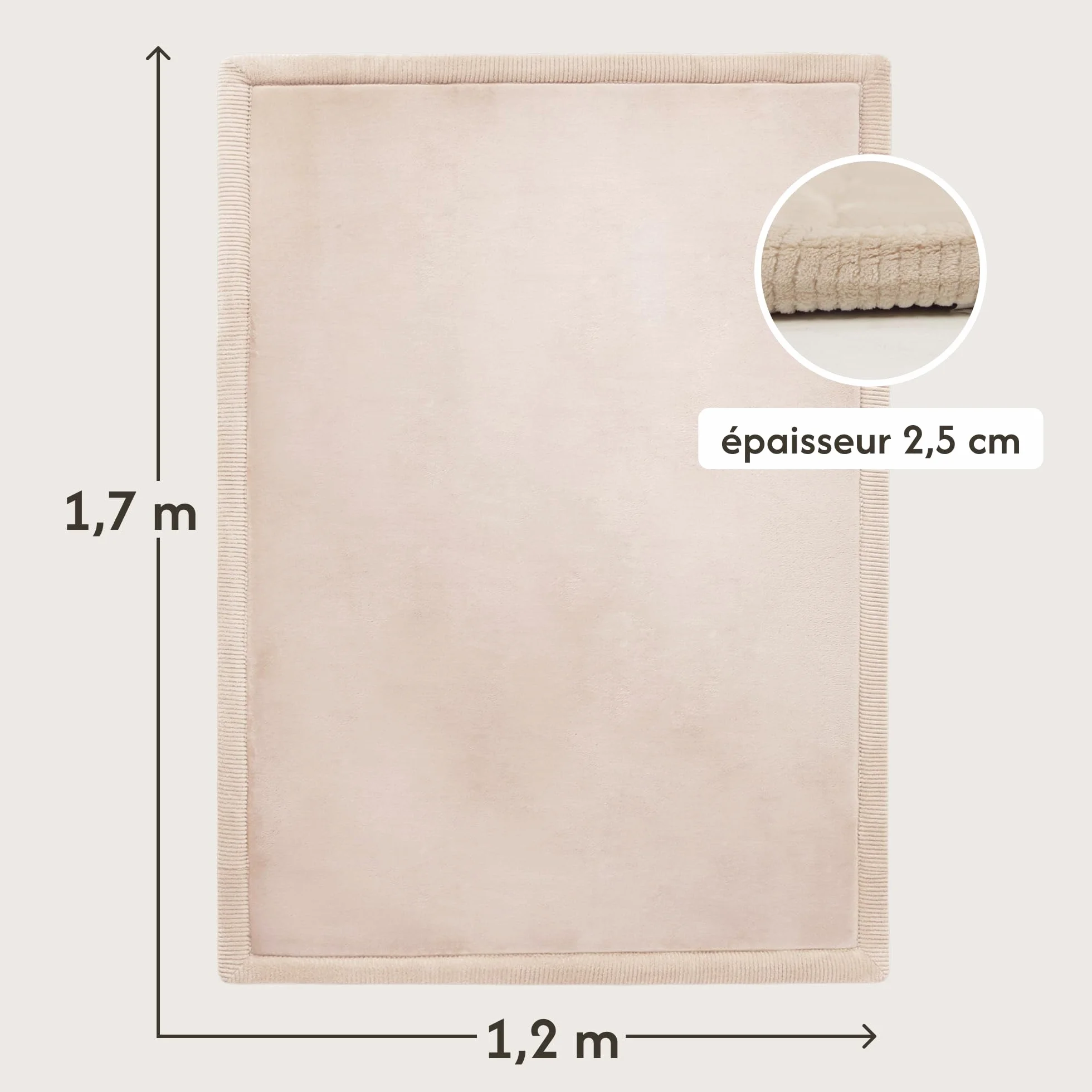 Hakuna Matte Tapis d'éveil Bébé 170x120x2,5cm Beige – Tapis de Jeux avec Mousse Mémoire Antidérapant