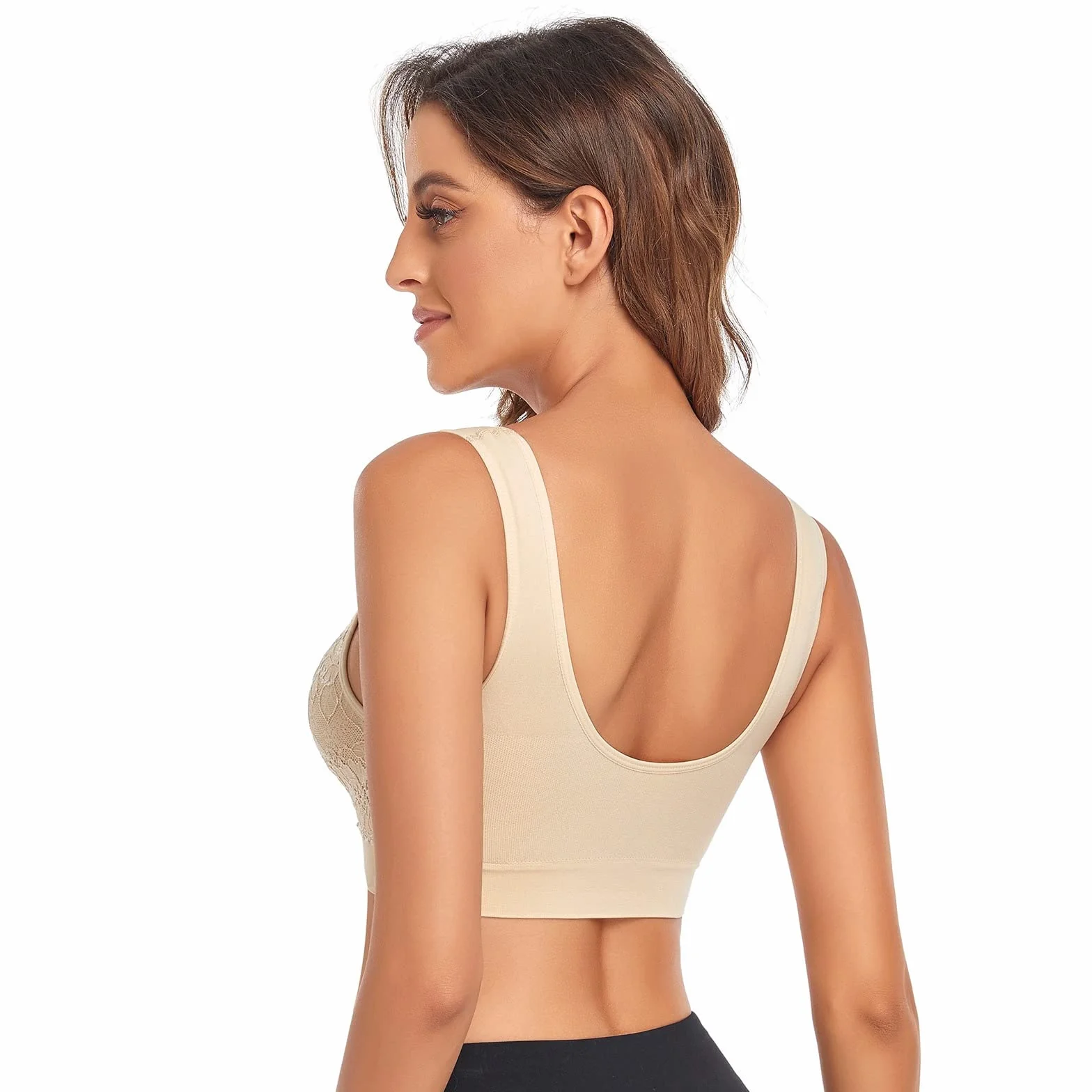 Brassière Soutien-Gorge sans Armature Dentelle Sexy Respirant Yoga Femme