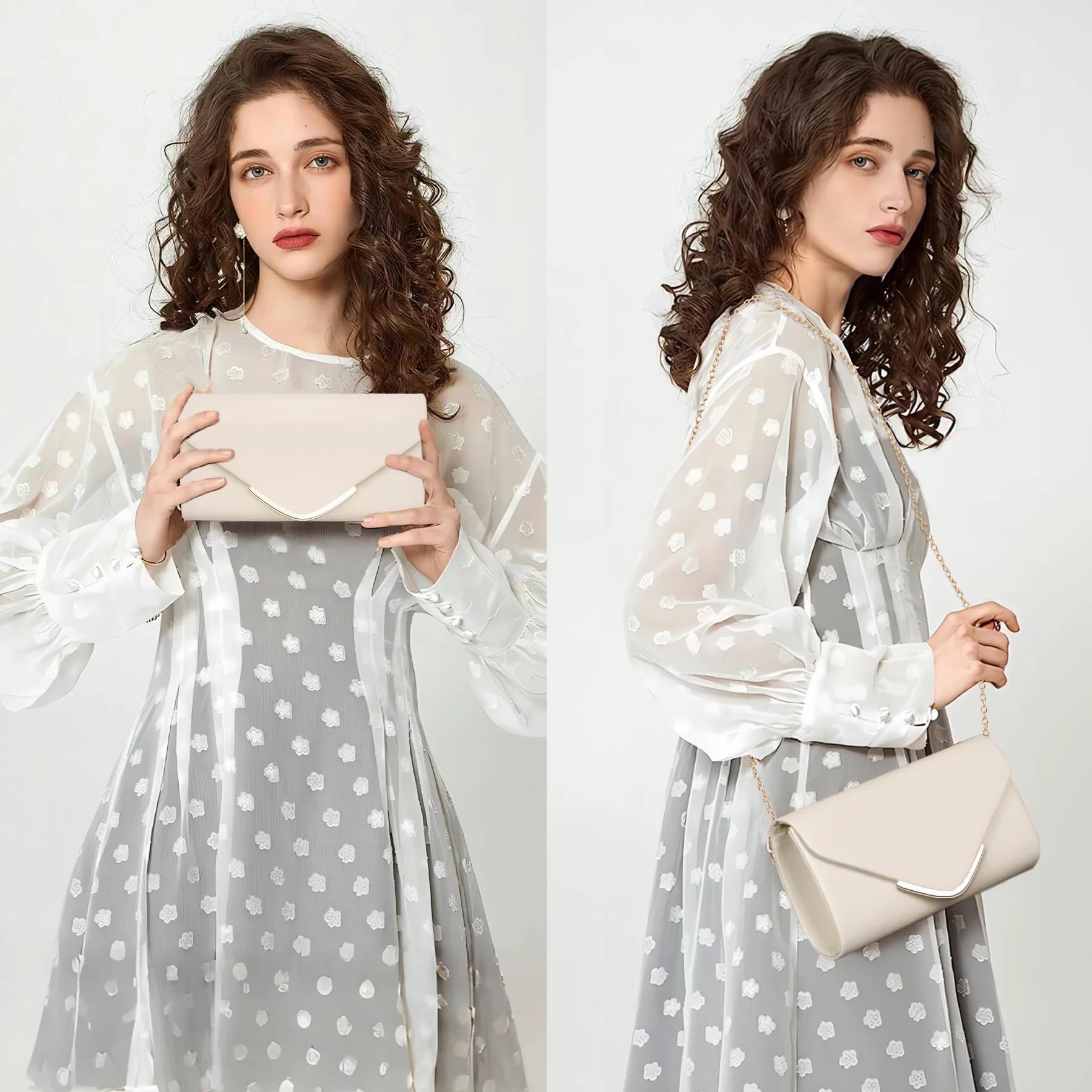 Larcenciel Pochettes et Clutches Femme, Sac à Main Élégante avec Bandoulière Détachable Sacoche Femme