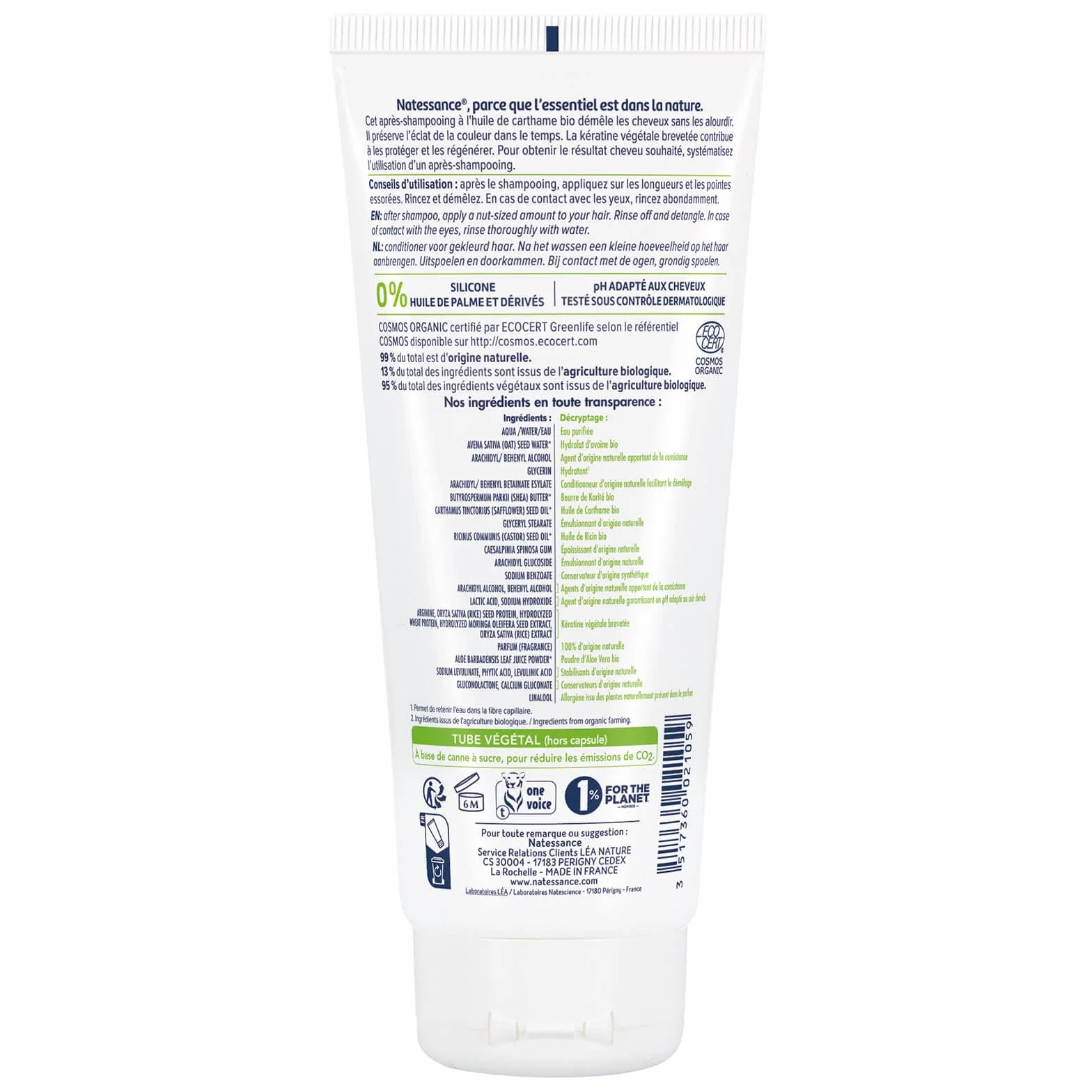 Natessance Après-shampoing couleur carthame bio 200ml