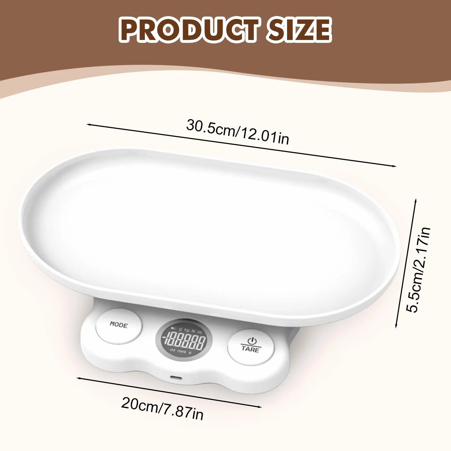 Balance numérique pour petits animaux 15 kg ± 1 g écran LCD plateau amovible 7 modes pesée