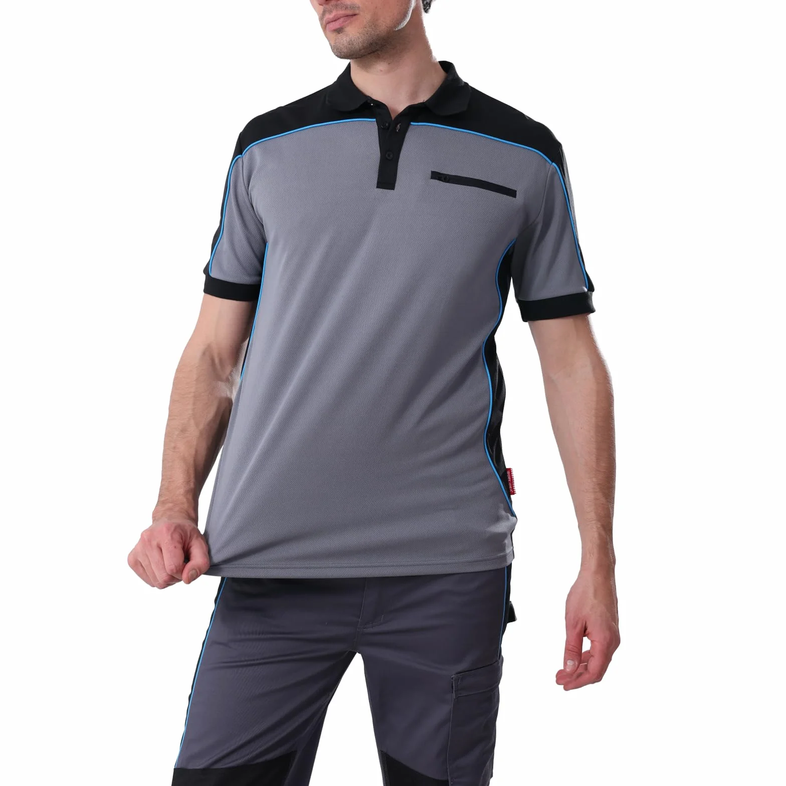 Polo-shirt de travail homme manches courtes 100% polyester couleurs contrastées