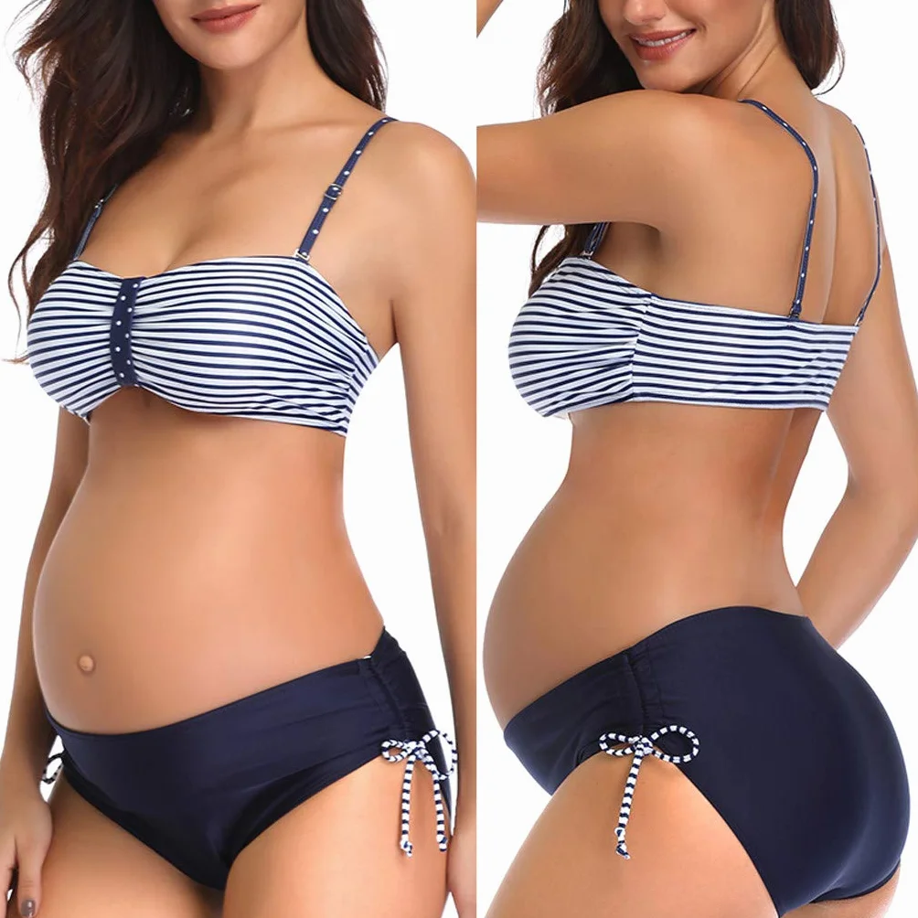 Bikinis Imprimé Fleur Costume Enceinte Maternité Femmes Maillot de Bain Deux Pièces