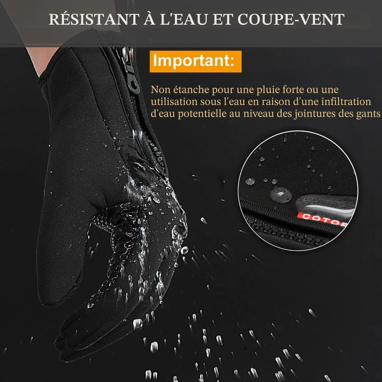 COTOP Gants d'hiver Coupe-Vent Tactile Antidérapants pour Cyclisme Course à Pied Conduite Randonnée