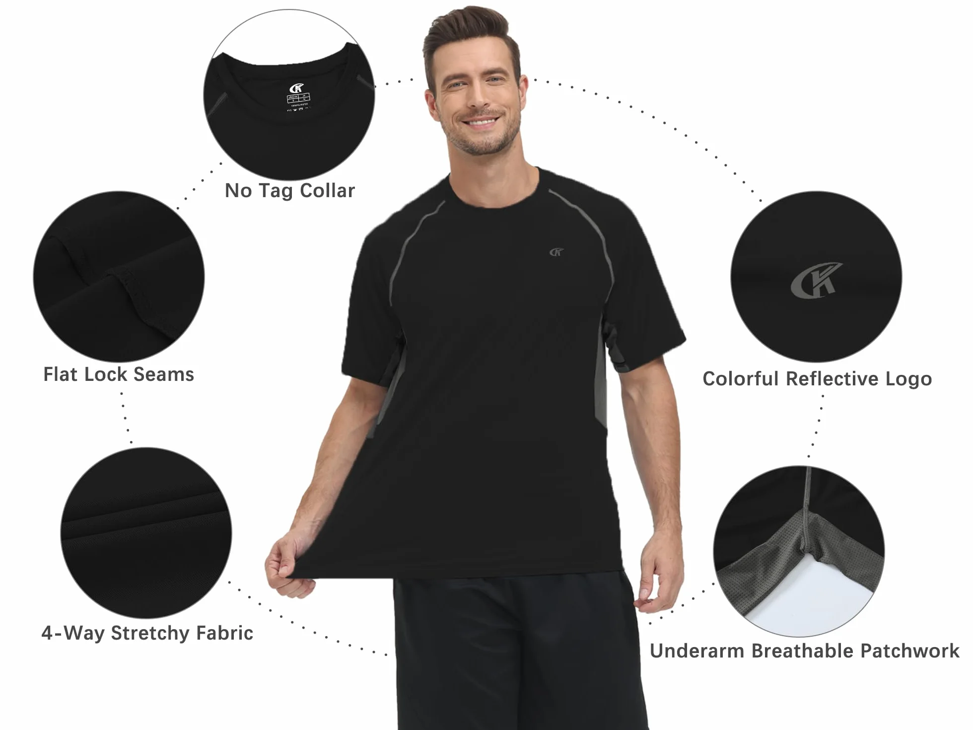 Huayuzh Men's UPF 50+ Rash Guard Short Sleeve Swim Shirt Quick Dry Surfing Beach Top