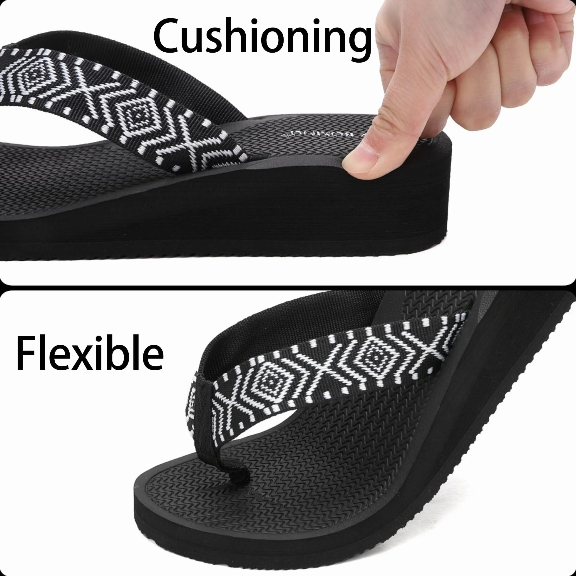 AX BOXING Tongs Femme Compensées Plateforme Support Arche Confort Sandales Plage Intérieur Extérieur EU 36-41