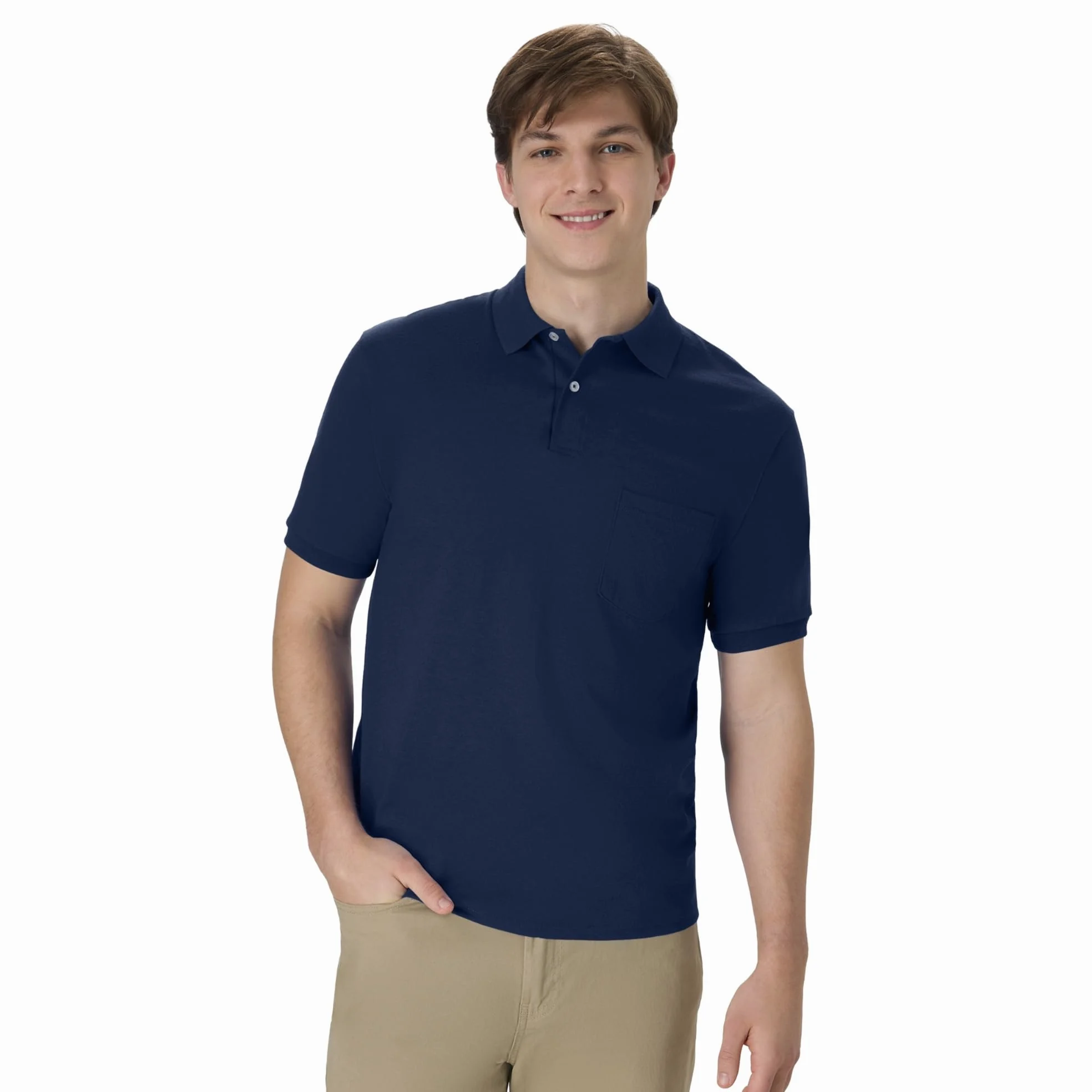 Hanes Short-Sleeve Jersey Pocket Polo (Pack of 2) Polo à Manches Courtes en Jersey avec Poche (Lot de 2) Homme (Lot de 2)
