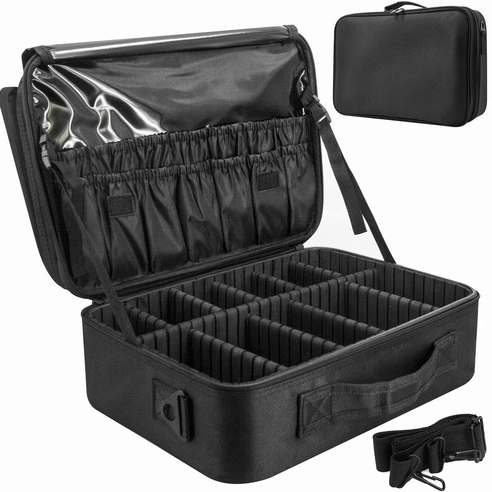Trousse Toilette Maquillage Rangement Valise Voyage Professionnel Femme Make up Organisateur Vanity Étanche avec Pinceaux