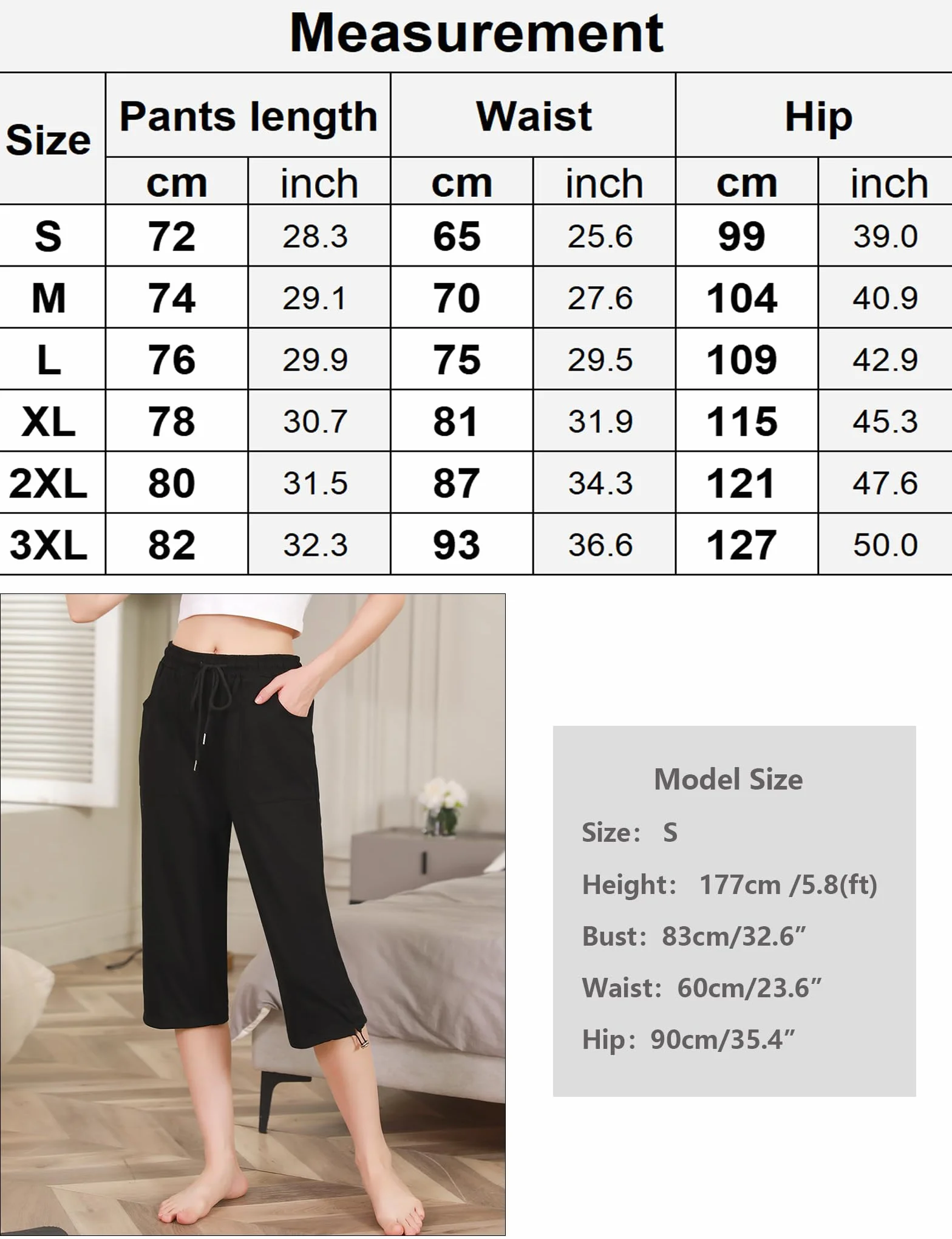 Pantalon de Sport Femme 3/4 Taille Haute Pantacourt Été Coton Doux Jogging pour Yoga Randonnée