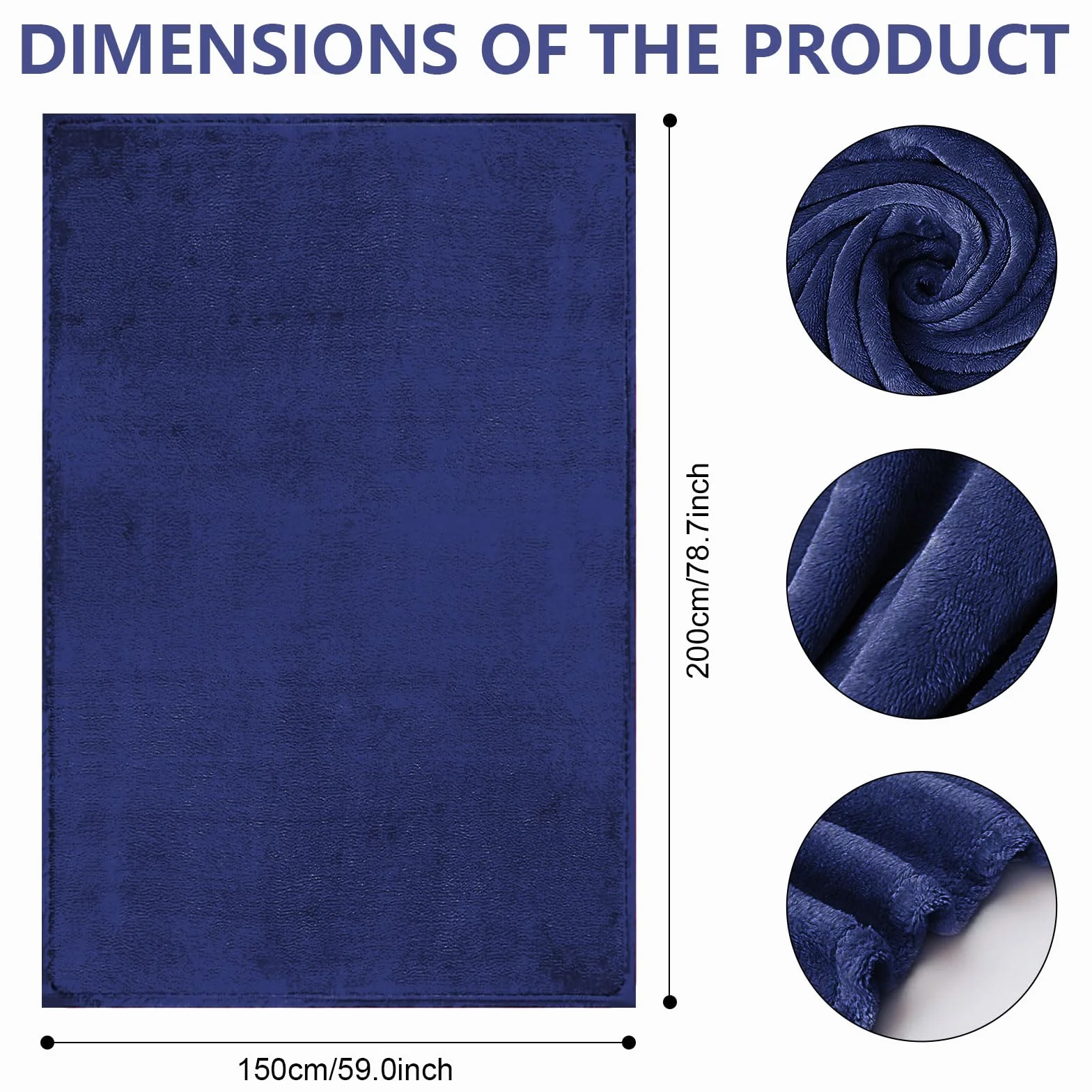 Couverture de voyage ultra légère 200 x 150 cm Bleu marine avec masque de sommeil et bouchons d'oreilles