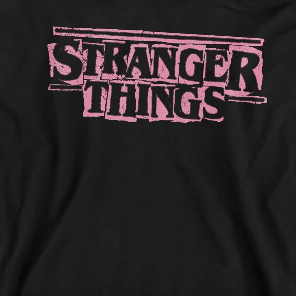 Stranger Things Punk Logo Pink Youth Kids Hoodie, Black Sweatshirt à Capuche Mixte Enfant