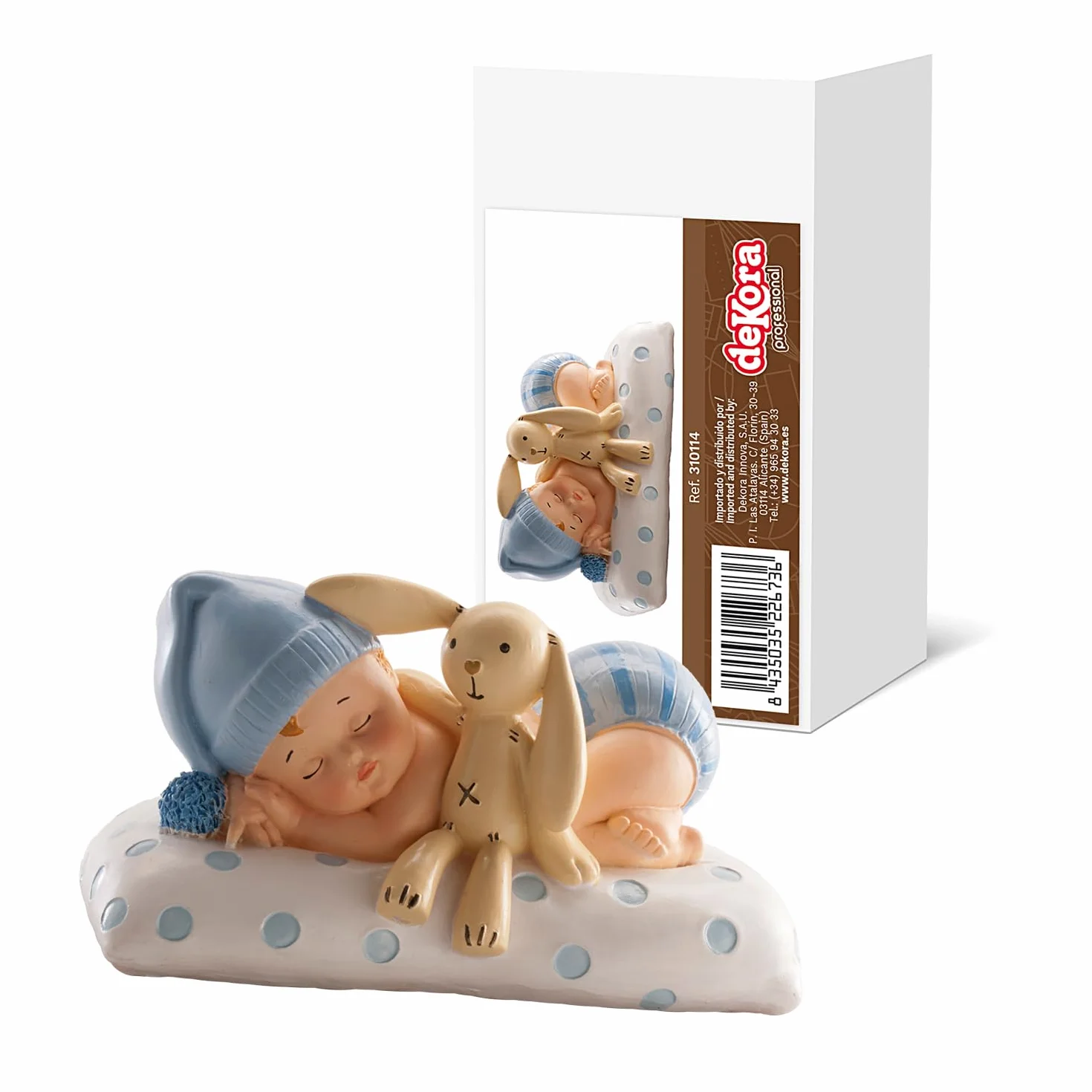 Figurine en résine Cigogne avec Bébé Endormi 10 cm Décoration Gâteau Baptême Garçon Cake topper