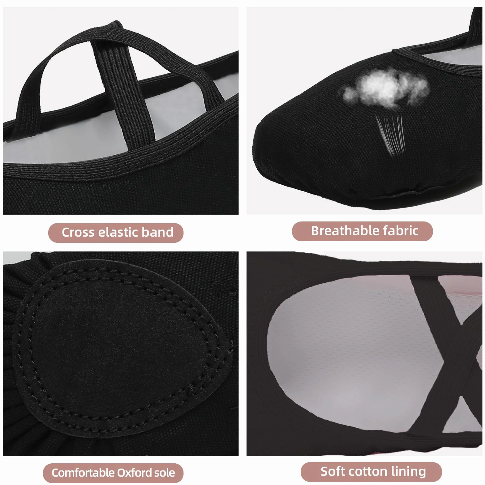 Chaussures de Ballet Demi Pointe Toile Fille Femme Danse Doux Classique Pilates Gym Yoga
