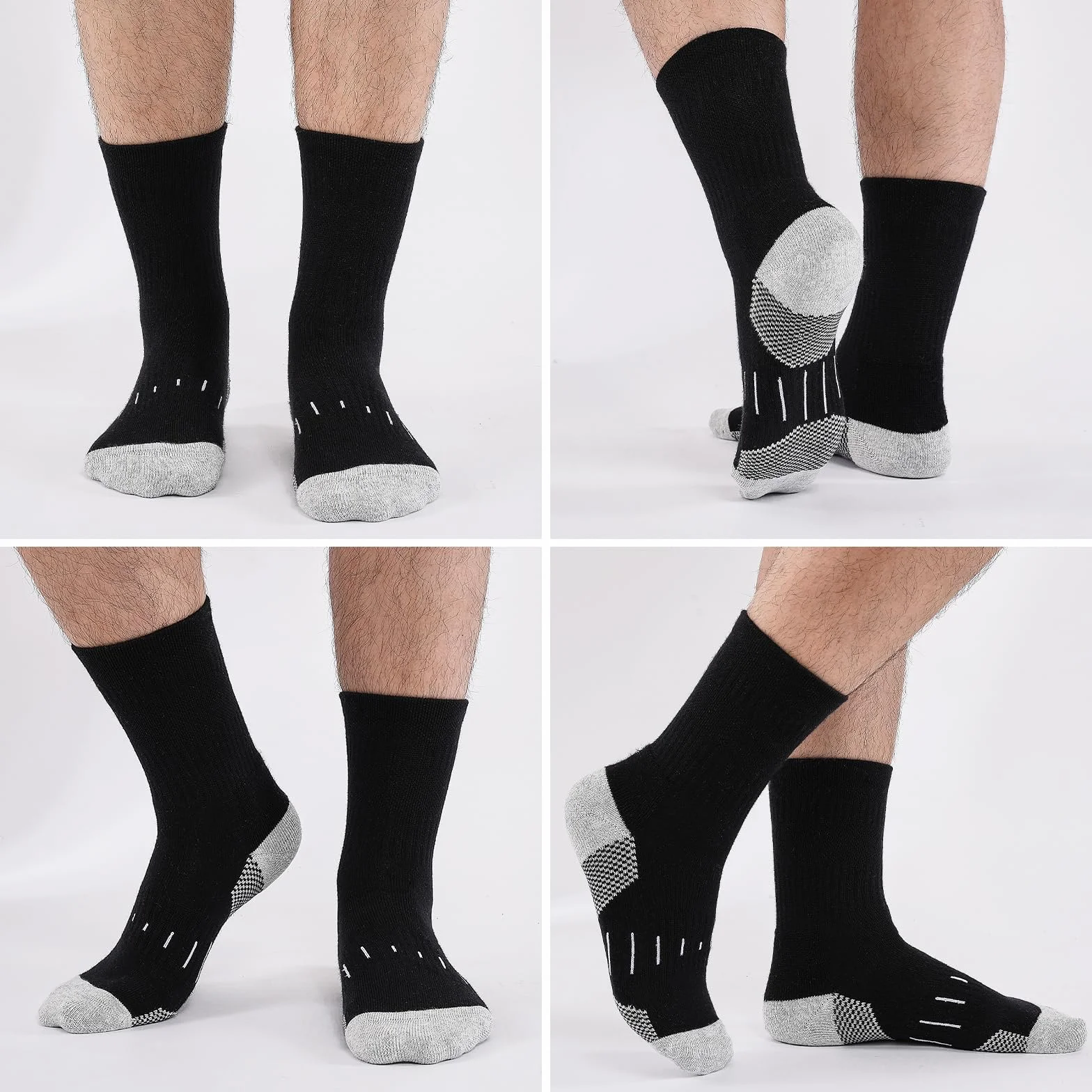 Niorasen Chaussettes Homme 4 Paires Coton Peigné Bout Talon Renforcés Sport Crew Running Randonnée