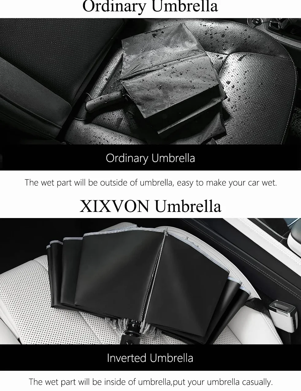 XIXVON Parapluie Inversé Protection UV 50+ RéSistant Au Vent Automatique Pliant