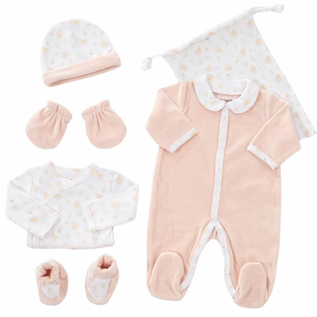 KINOUSSES Coffret Vêtements Bébé Velours Kit Naissance Nouveau-né Mixte Fille & Garçon