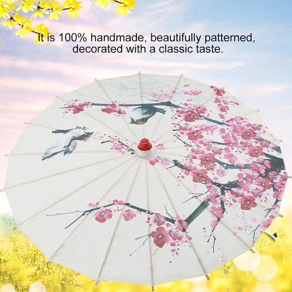 Parapluie Chinois Pliable Papier Huilé Imperméable Fleur de Prunier Art Classique