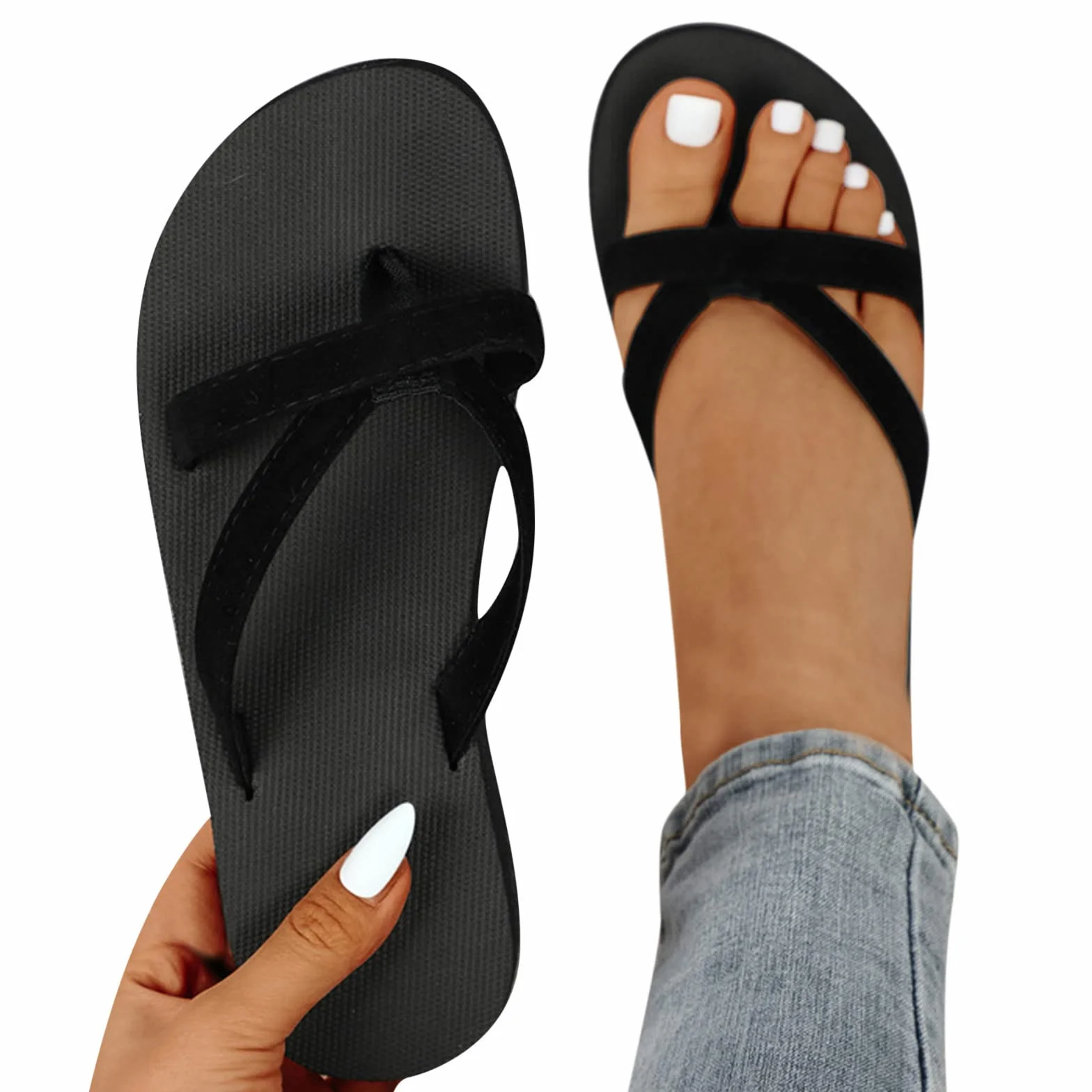 Tongs pour Femmes d'été Confortables à Bout Ouvert Pantoufles de Plage