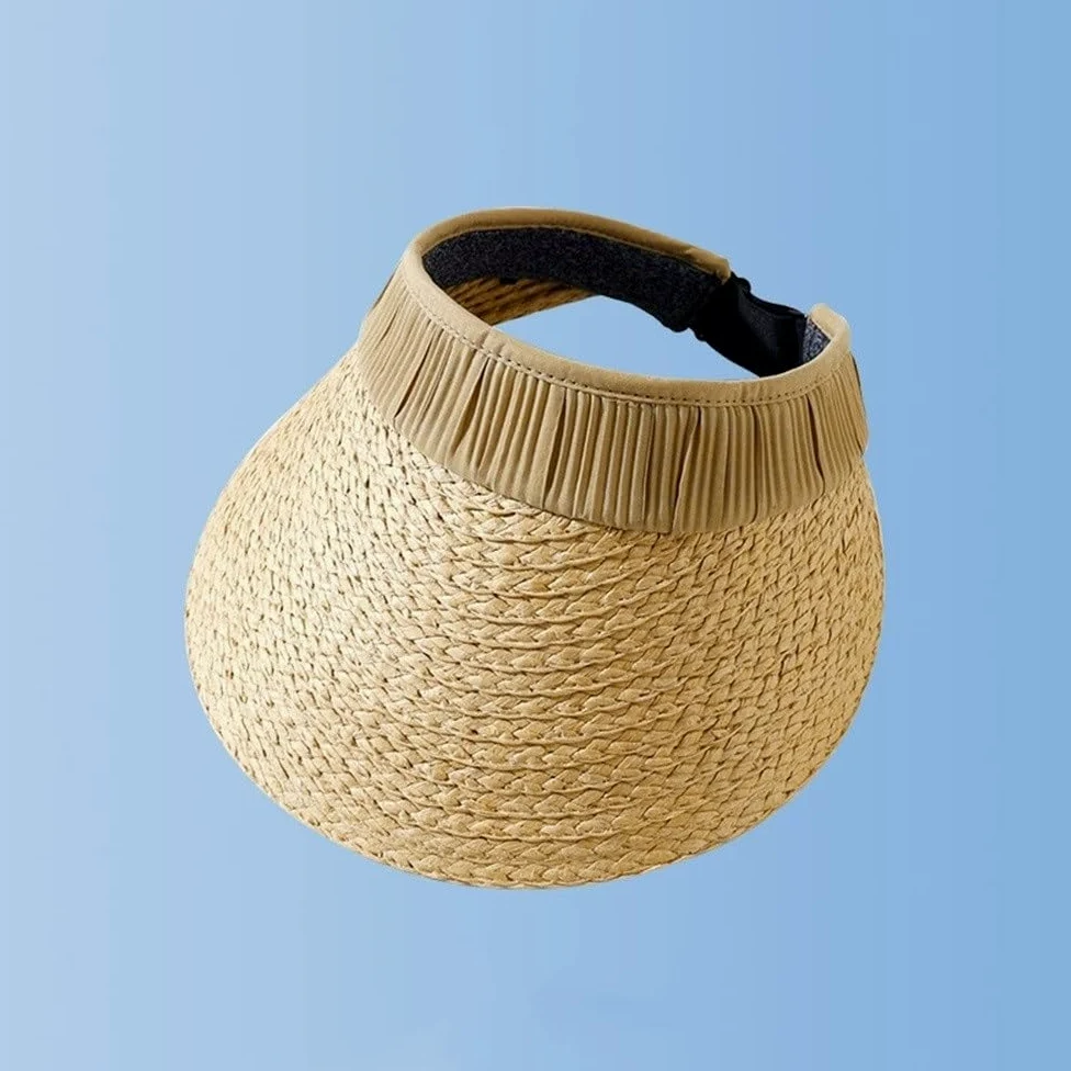 Casquette Visière Chapeau De Soleil en Paille À Large Bord for Femme, Plage, Cool, Été