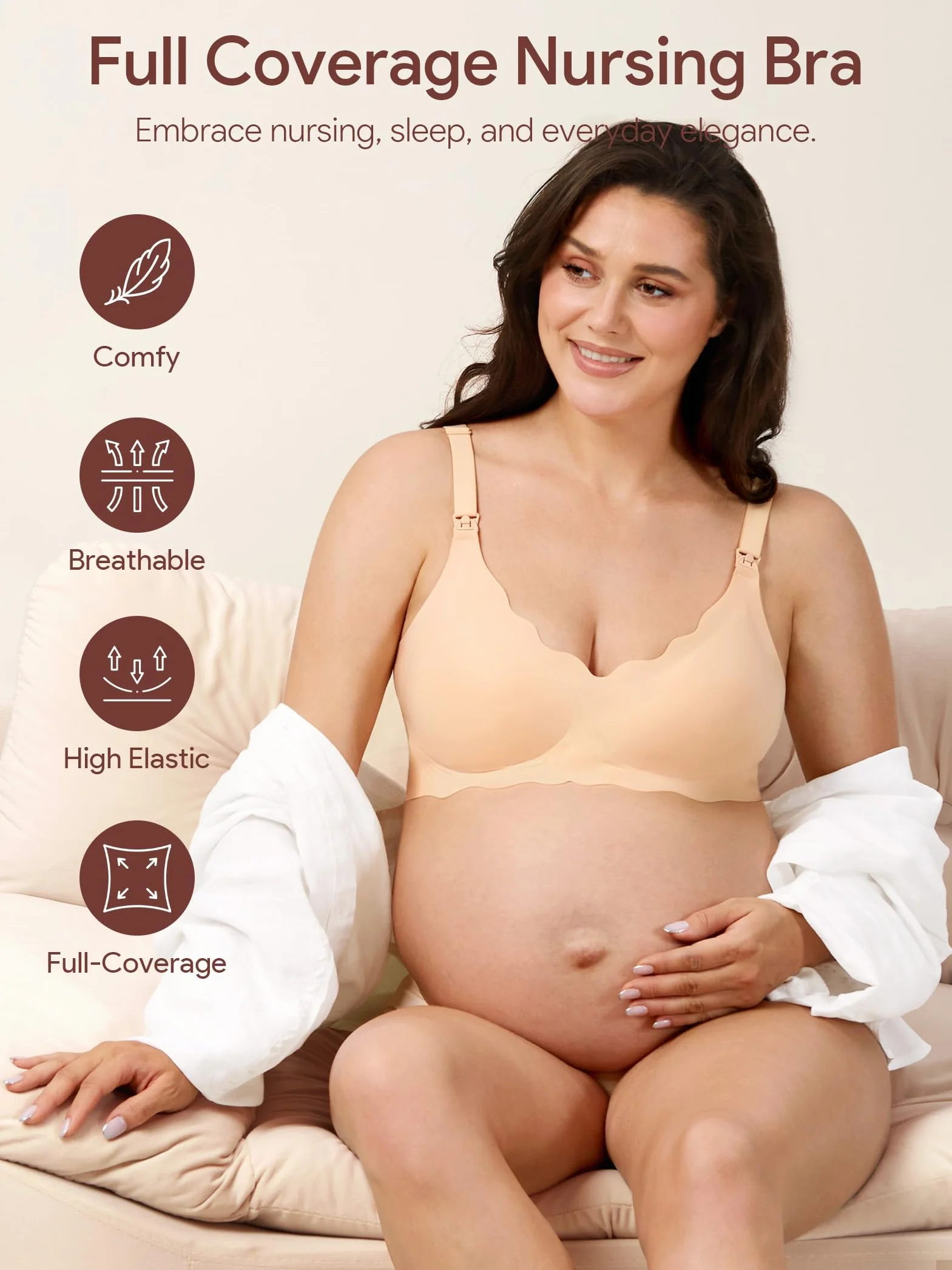 Soutien-Gorge d'allaitement sans Couture Bustier Soyeux pour Femmes