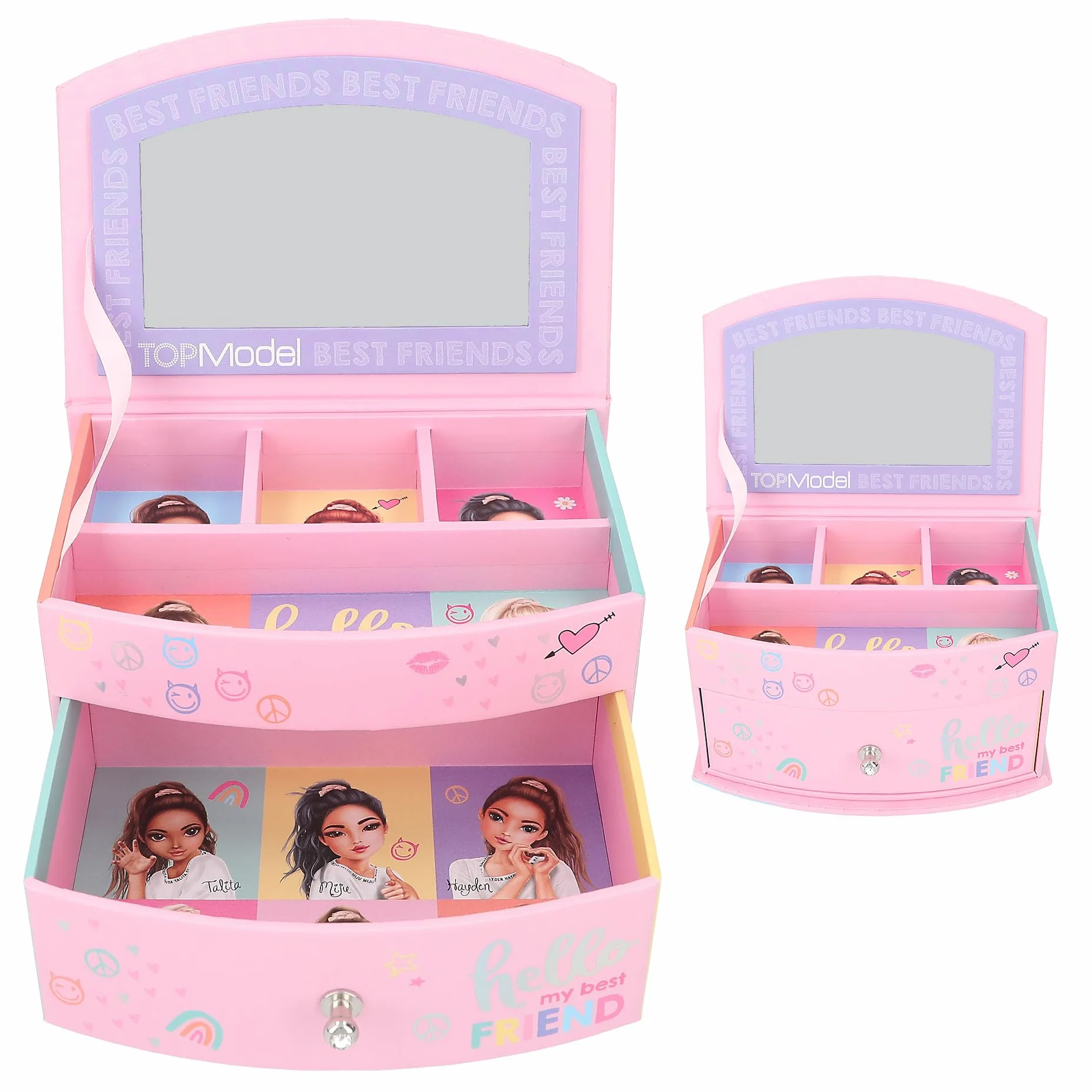 Depesche TOPModel Snap Shots Petite boîte à Bijoux Rose avec Miroir et Couvercle à charnière